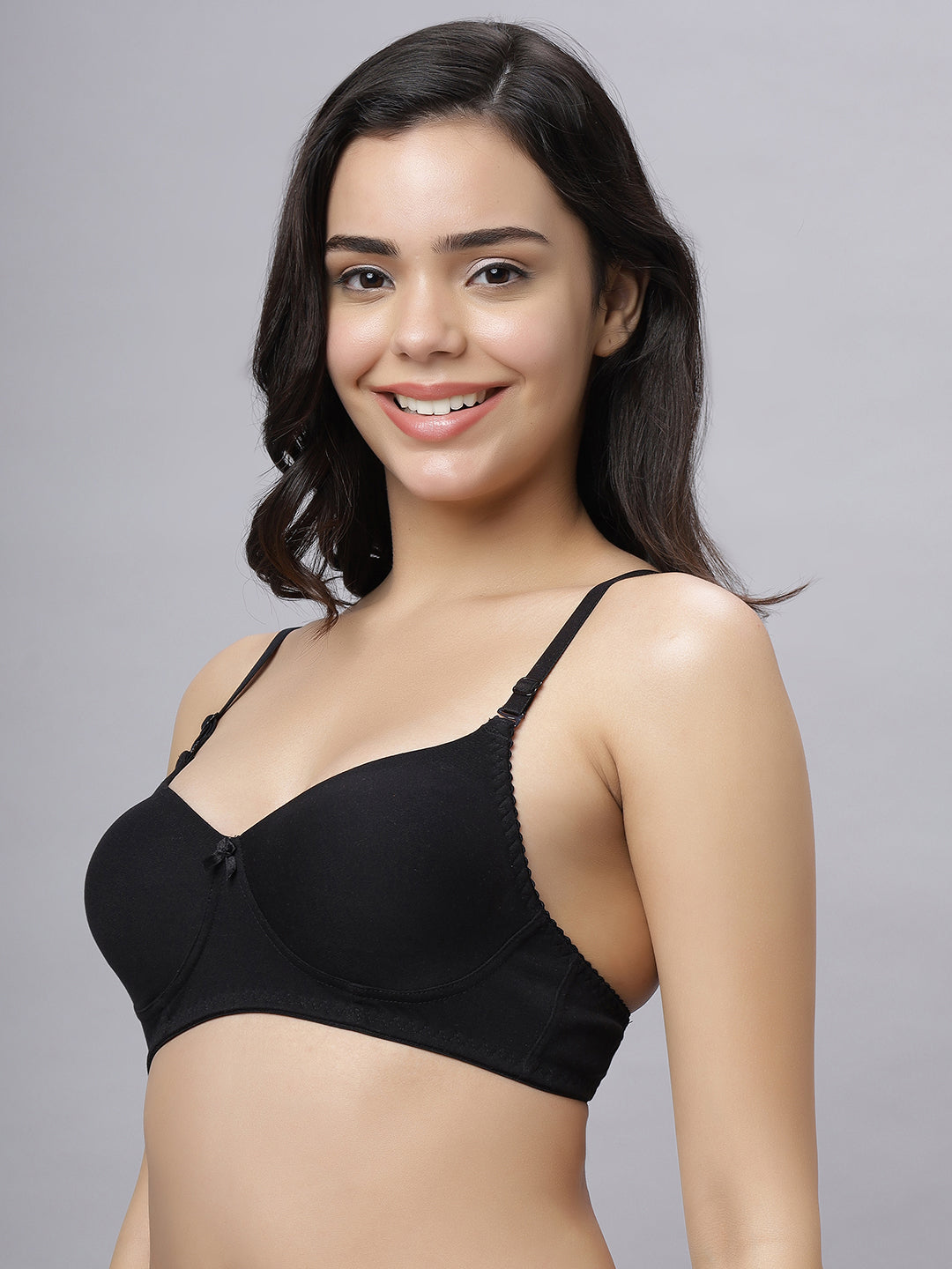 Eden103 Full Coverage Non Padded Black Peach color Bra (pack of 2)