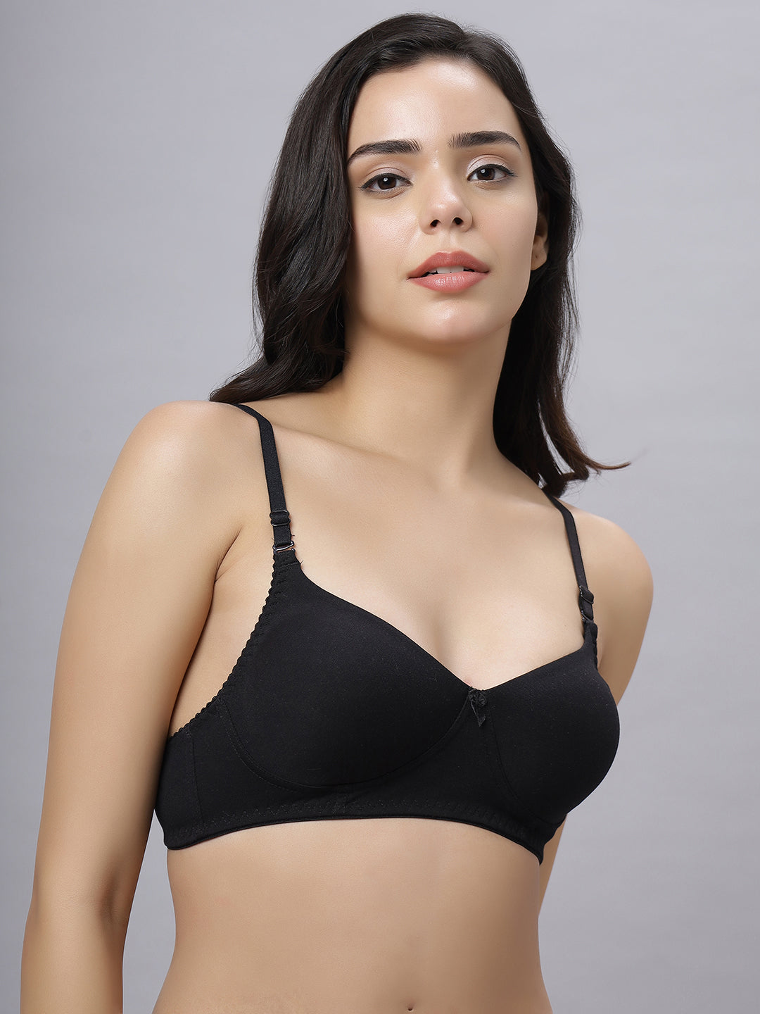 Eden103 Full Coverage Non Padded Black Peach color Bra (pack of 2)