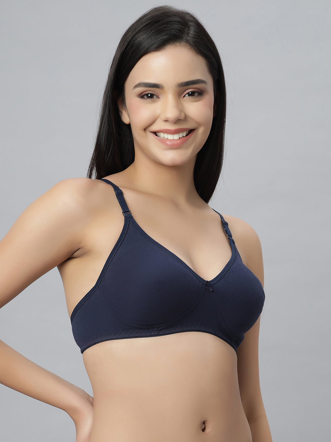 Eden101 Full Coverage Soft Padded Navybue Peach color Bra (pack of 2)