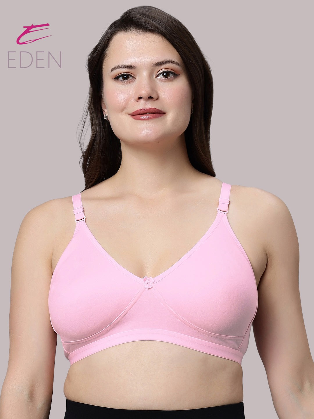 Non Padded, Plus Size, Super Combed,Cotton Stretch, Full Coverage ,Everyday Bra ,Pink