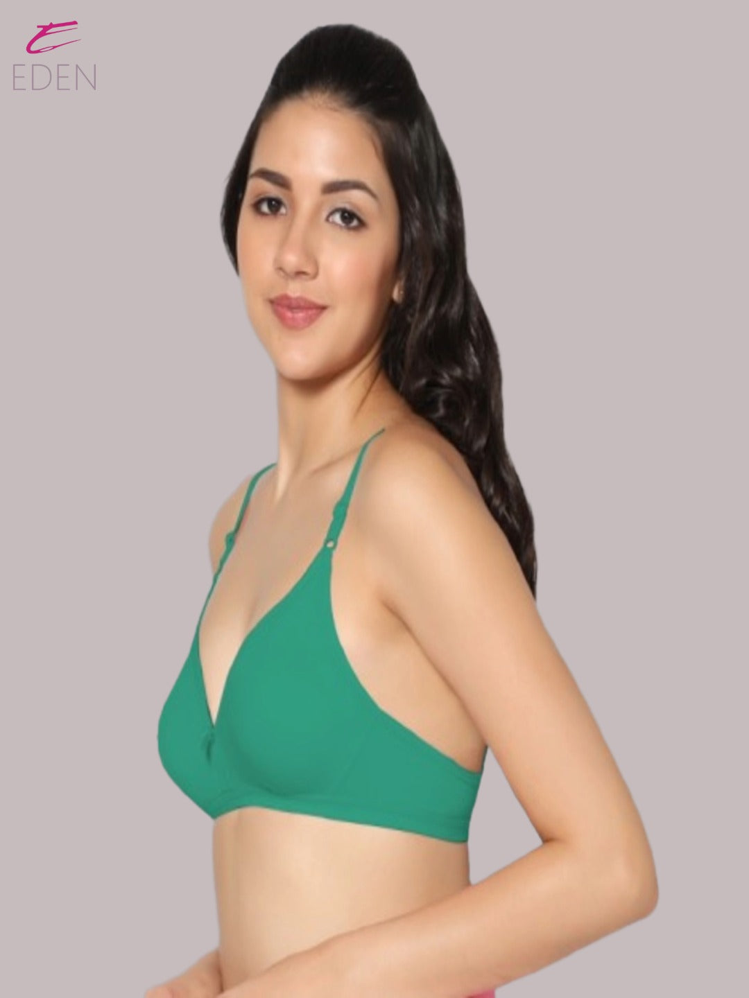 Wirefree, Non Padded, Cotton, Medium Coverage ,Tshirt Bra, Green
