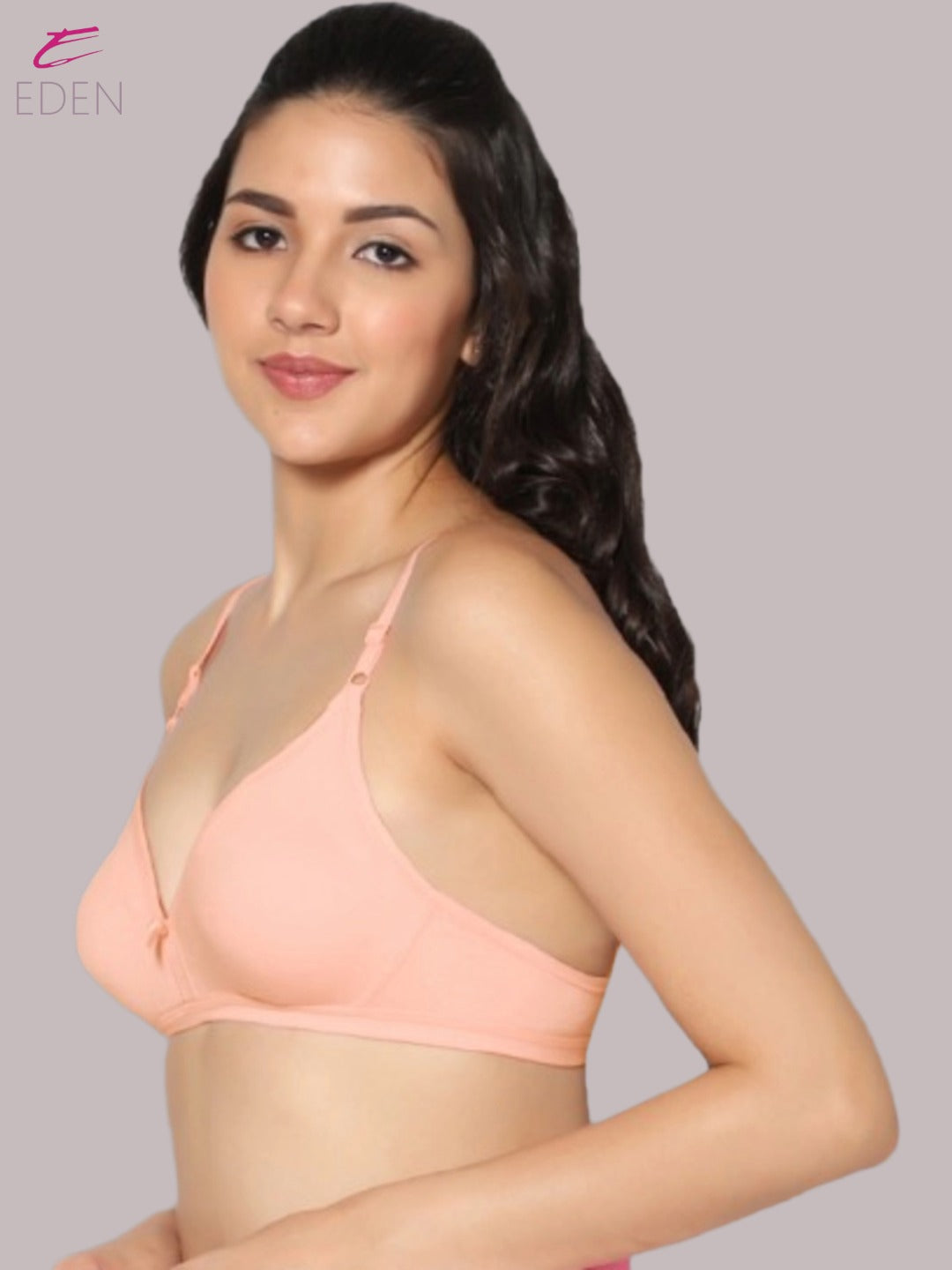 Wirefree, Non Padded, Cotton, Medium Coverage ,Tshirt Bra, Peach