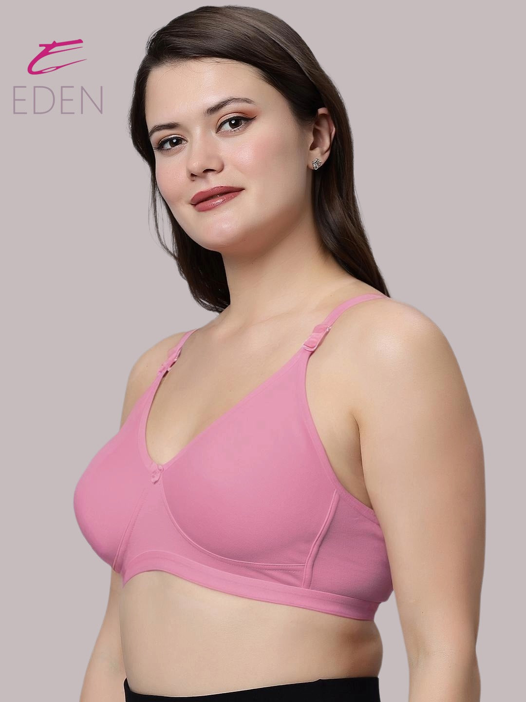 Non Padded, Plus Size ,Super Combed ,Cotton Stretch, Full Coverage, Everyday Bra, Onionpink