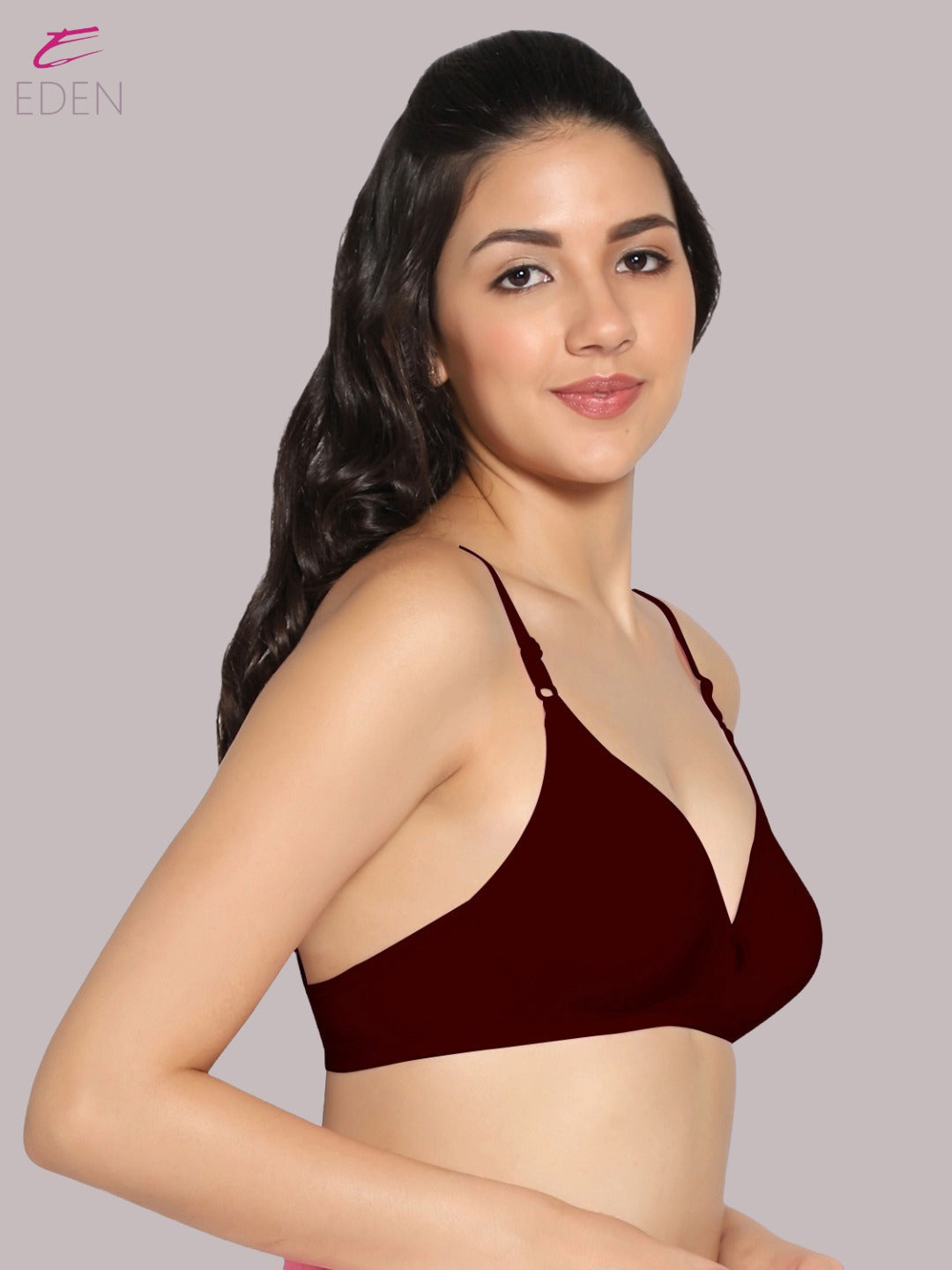 Wirefree, Non Padded, Cotton, Medium Coverage ,Tshirt Bra, Maroon