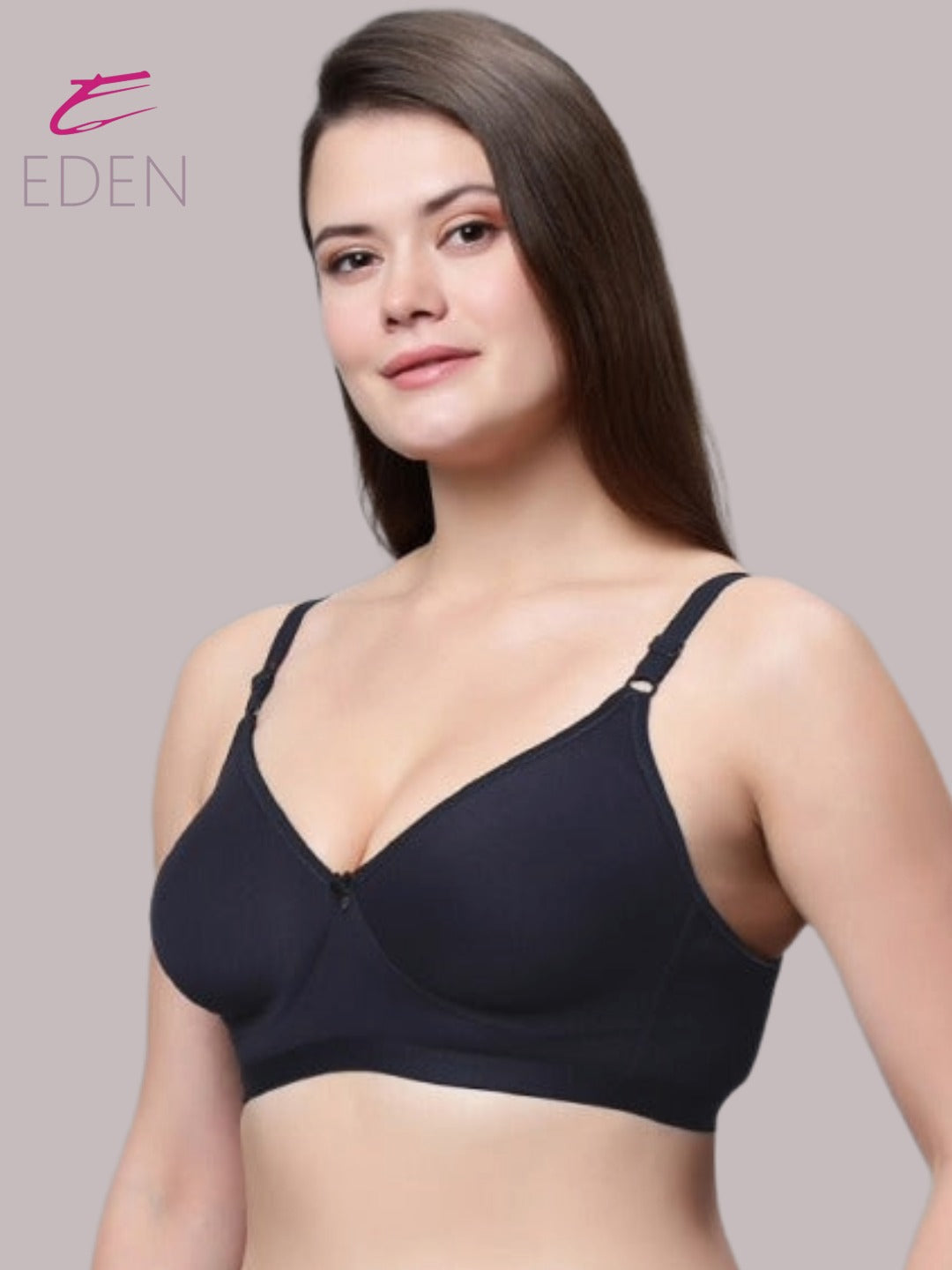 Non Padded, Plus Size, Super Combed ,Cotton Stretch, Full Coverage, Everyday Bra,Navyblue