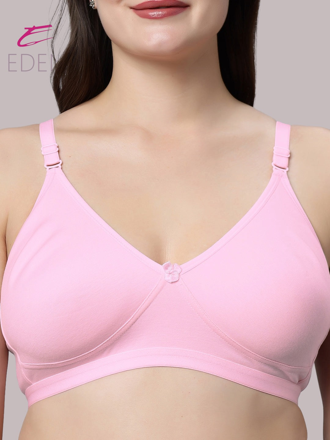 Non Padded, Plus Size, Super Combed,Cotton Stretch, Full Coverage ,Everyday Bra ,Pink