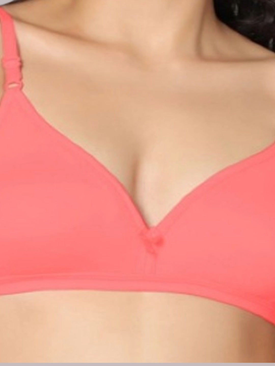 Wirefree, Non Padded, Cotton, Medium Coverage ,Tshirt Bra, Tomato