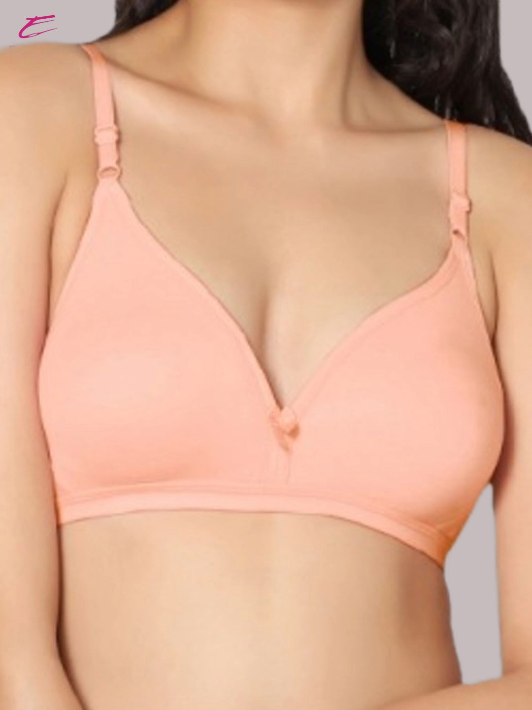Wirefree, Non Padded, Cotton, Medium Coverage ,Tshirt Bra, Peach
