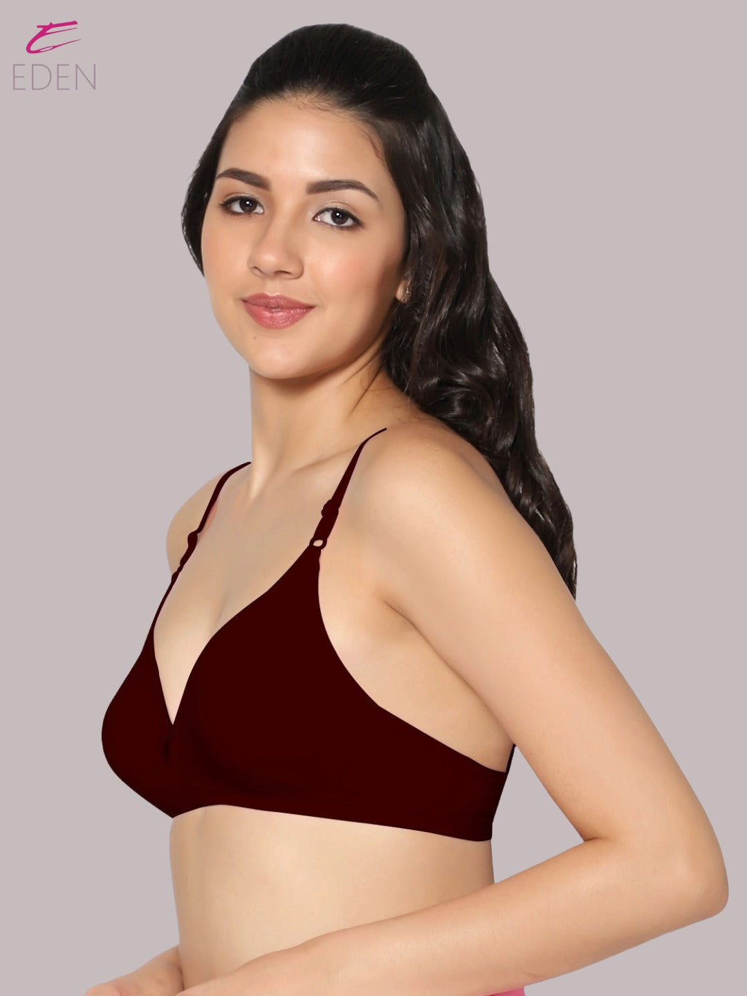 Wirefree, Non Padded, Cotton, Medium Coverage ,Tshirt Bra, Maroon