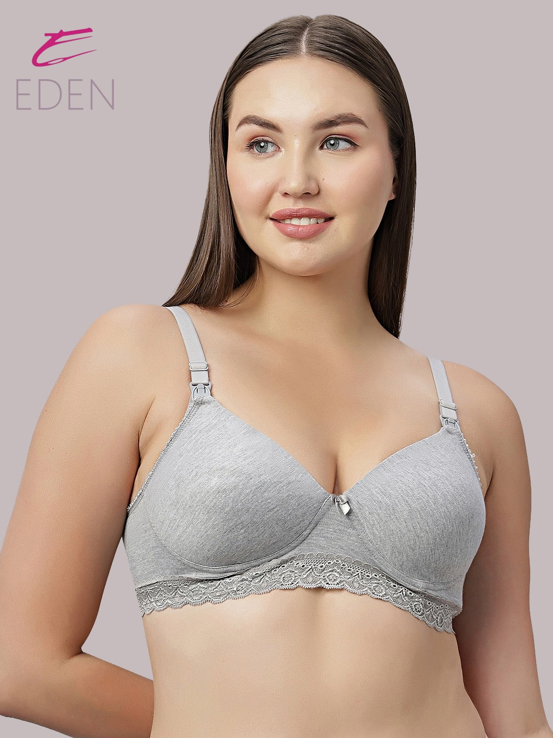 Full Coverage ,Non Wired , Padded ,Nursing/Maternity Bra Grey