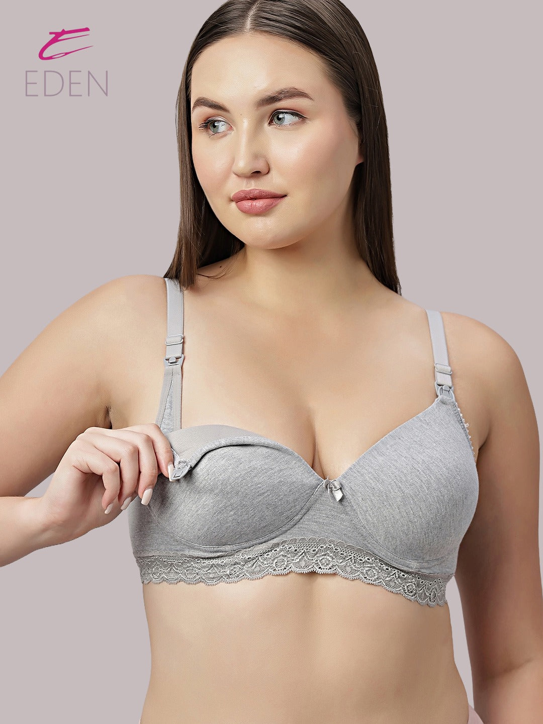 Full Coverage ,Non Wired , Padded ,Nursing/Maternity Bra ,Grey