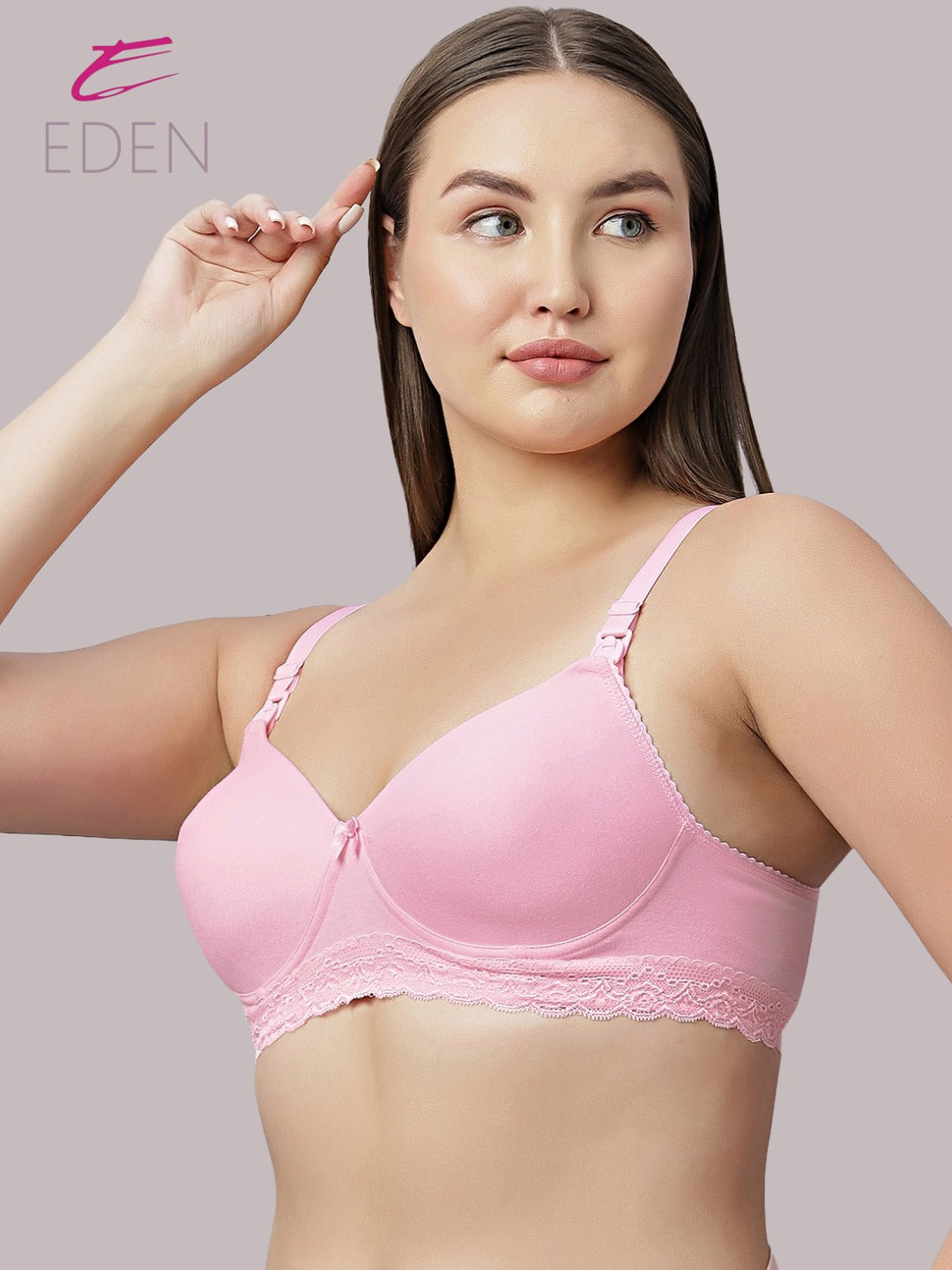 Full Coverage ,Non Wired , Padded ,Nursing/Maternity Bra ,Pink