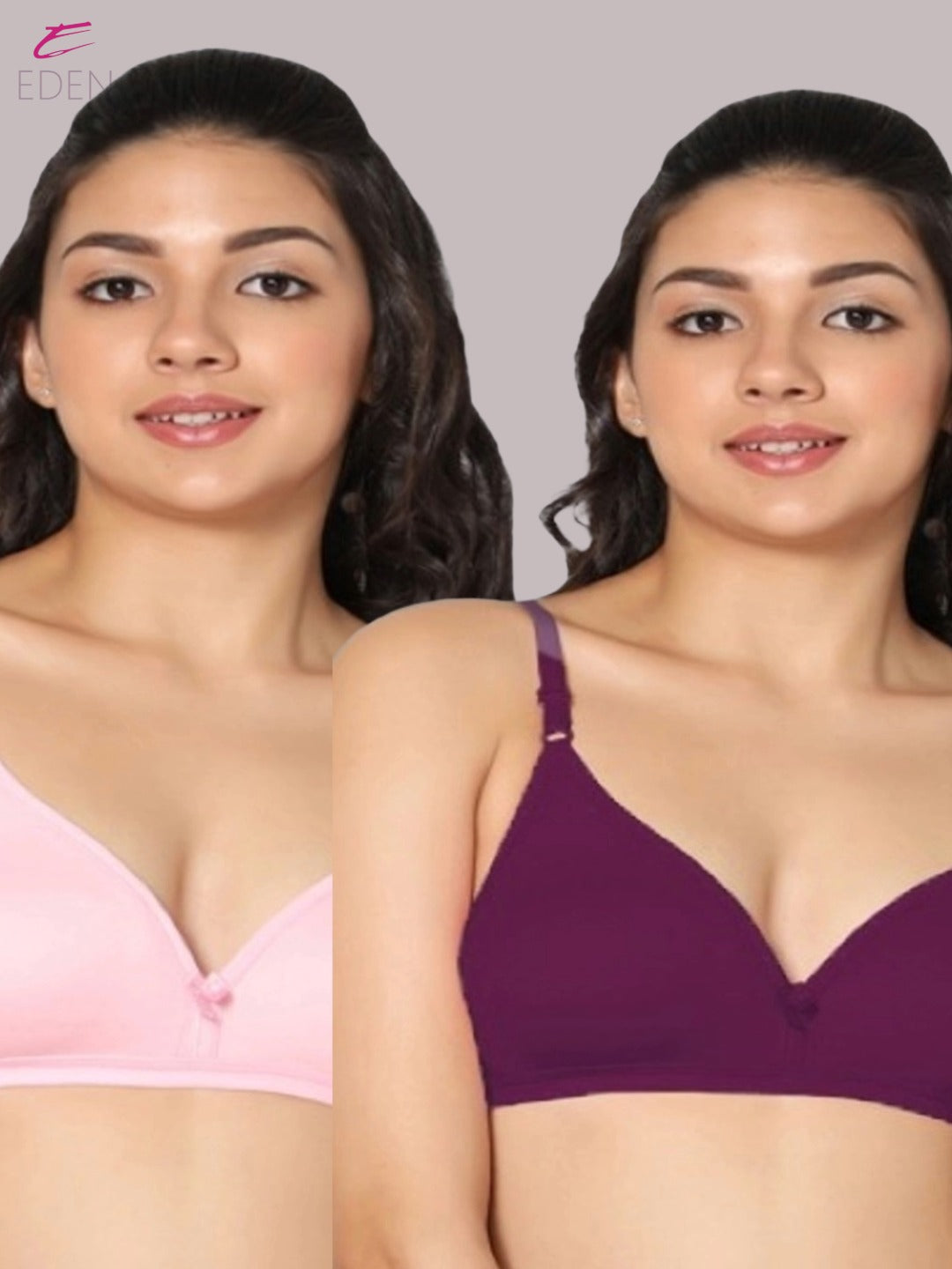 Wirefree, Non Padded, Cotton, Medium Coverage ,Tshirt Bra, Pink-Wine