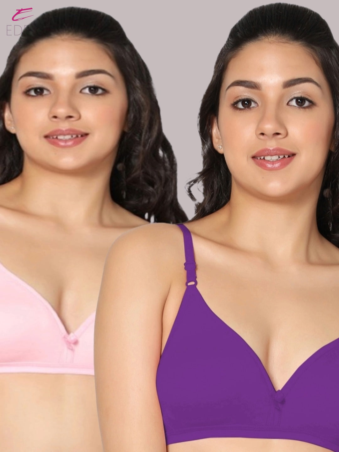 Wirefree, Non Padded, Cotton, Medium Coverage ,Tshirt Bra, Pink-Purple