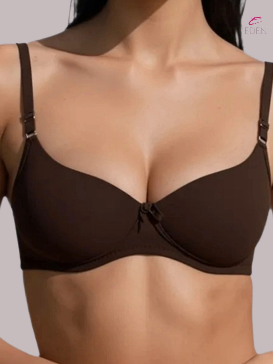 Wirefree, Padded, Plus Size, Cotton ,Medium Coverage ,Tshirt Bra, Eden 110,Coffee