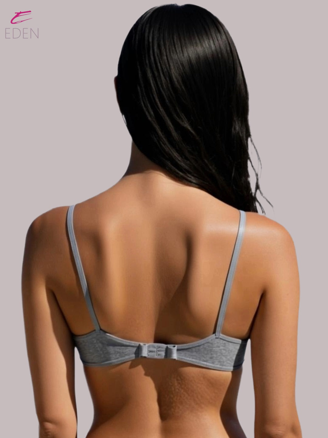 Wirefree ,Non Padded, Soft Cotton ,Medium Coverage, Tshirt Bra, Lace Styling,Grey