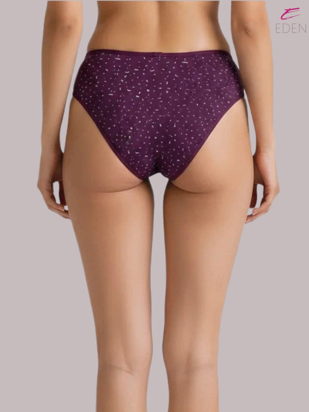 Eden ,Medium Rise, Full Coverage, Outer Elastic,Printed,Hipster Panty-OE041 ,Wine