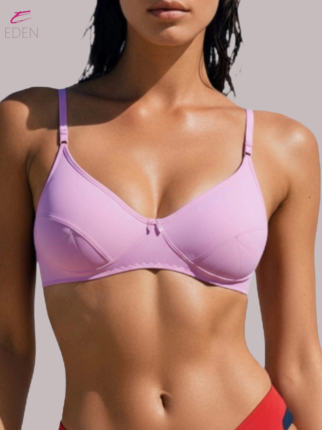 Wirefree, Non Padded, Soft Cotton ,Medium Coverage, Tshirt Bra ,Pink