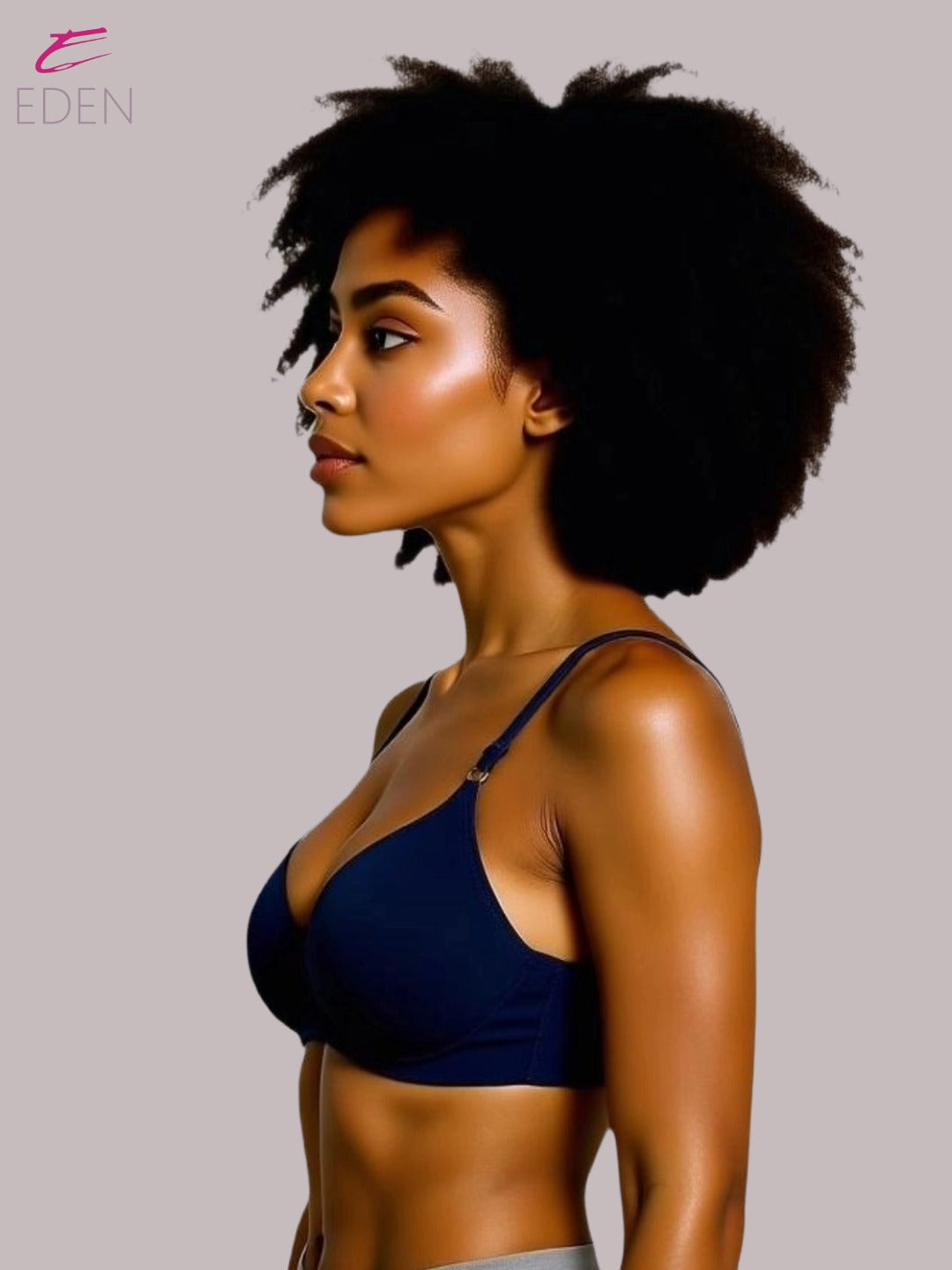 Wirefree ,Non Padded, Cotton ,Medium Coverage, Tshirt Bra ,Navyblue