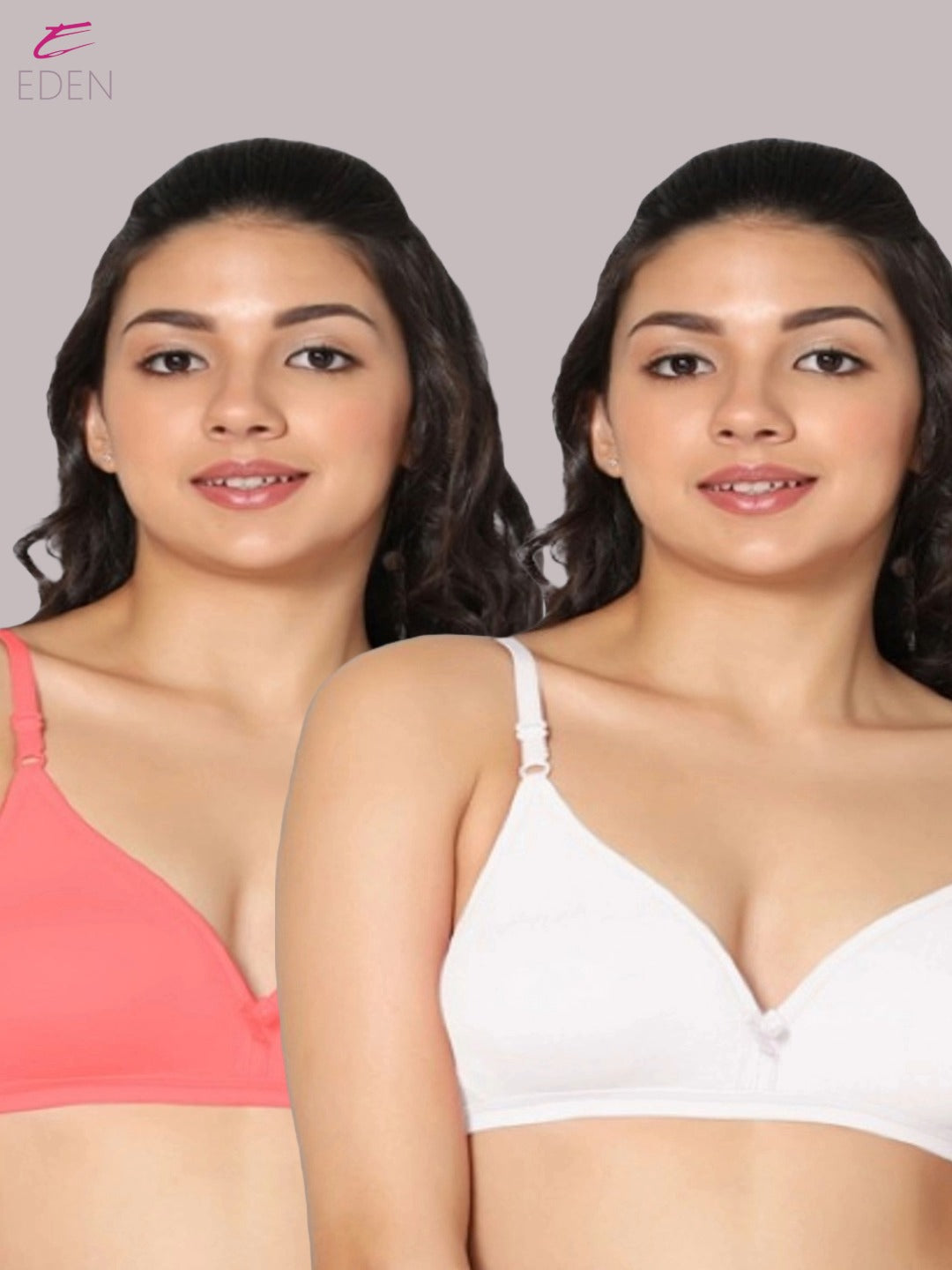 Wirefree, Non Padded, Cotton, Medium Coverage ,Tshirt Bra, Tomato-White