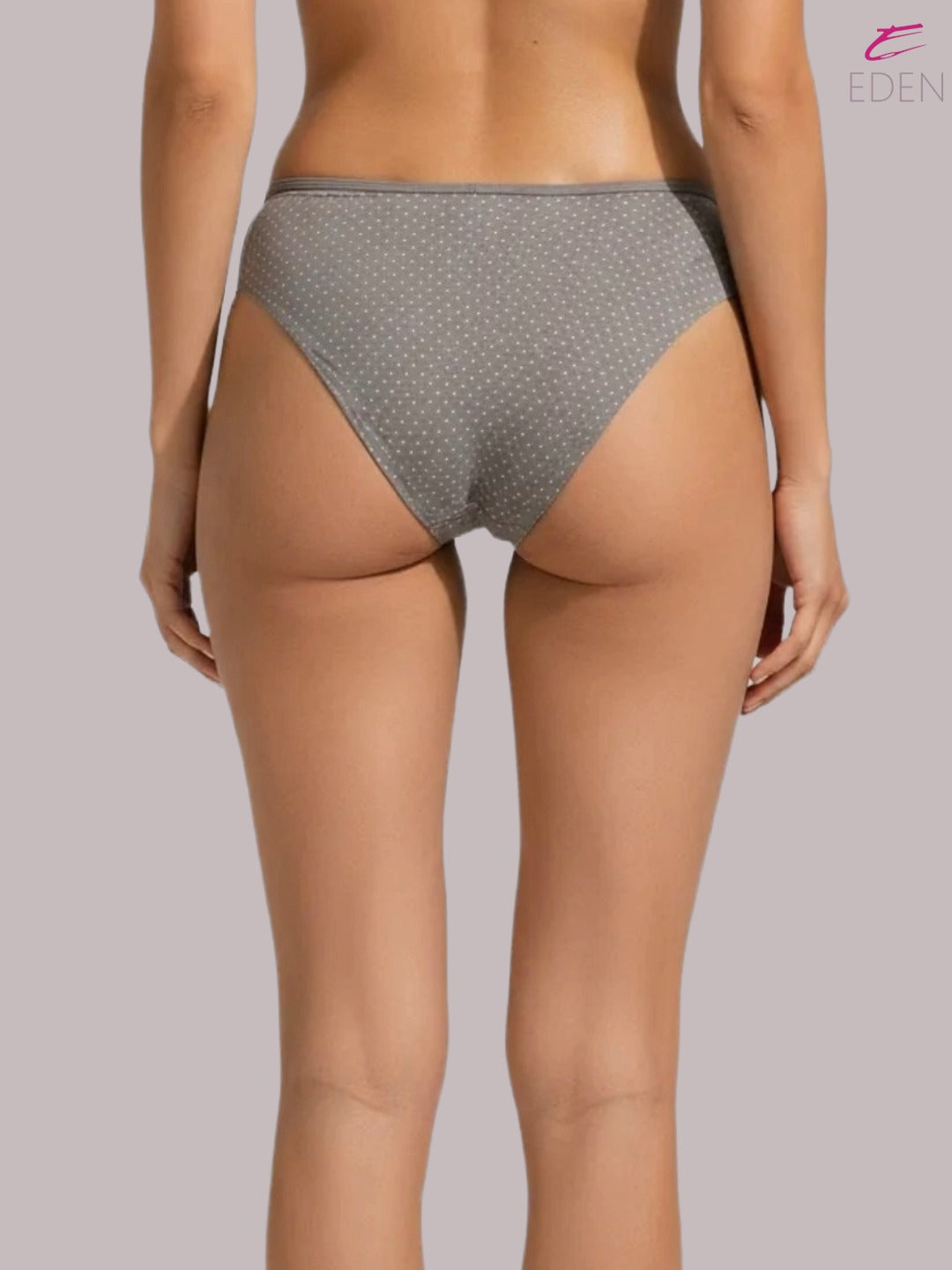 Eden ,Medium Rise, Full Coverage, Outer Elastic,Printed,Hipster Panty-OE046,Grey