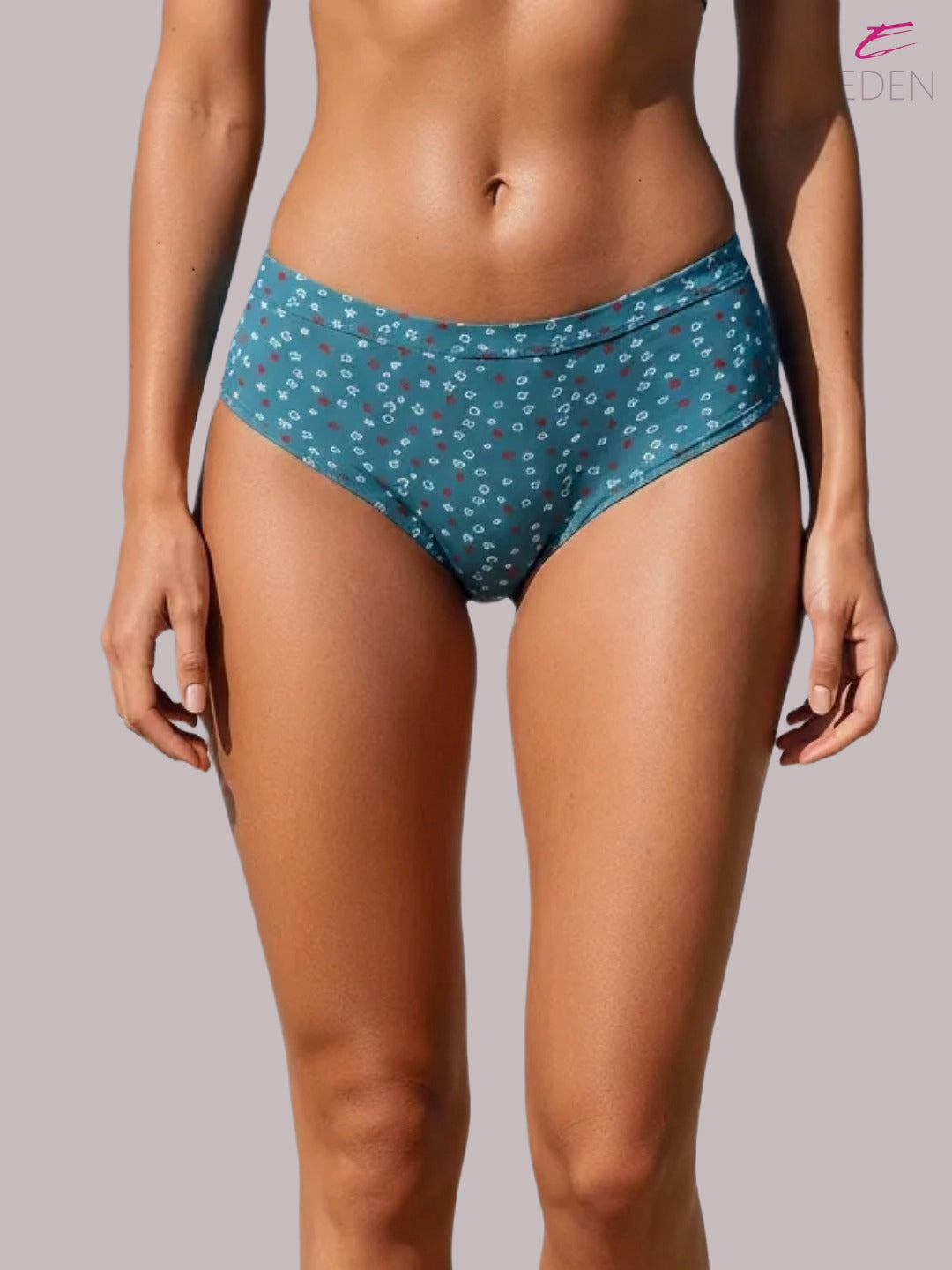 Eden ,Medium Rise, Full Coverage, printed,Hipster Panty-IE052 ,Indigo