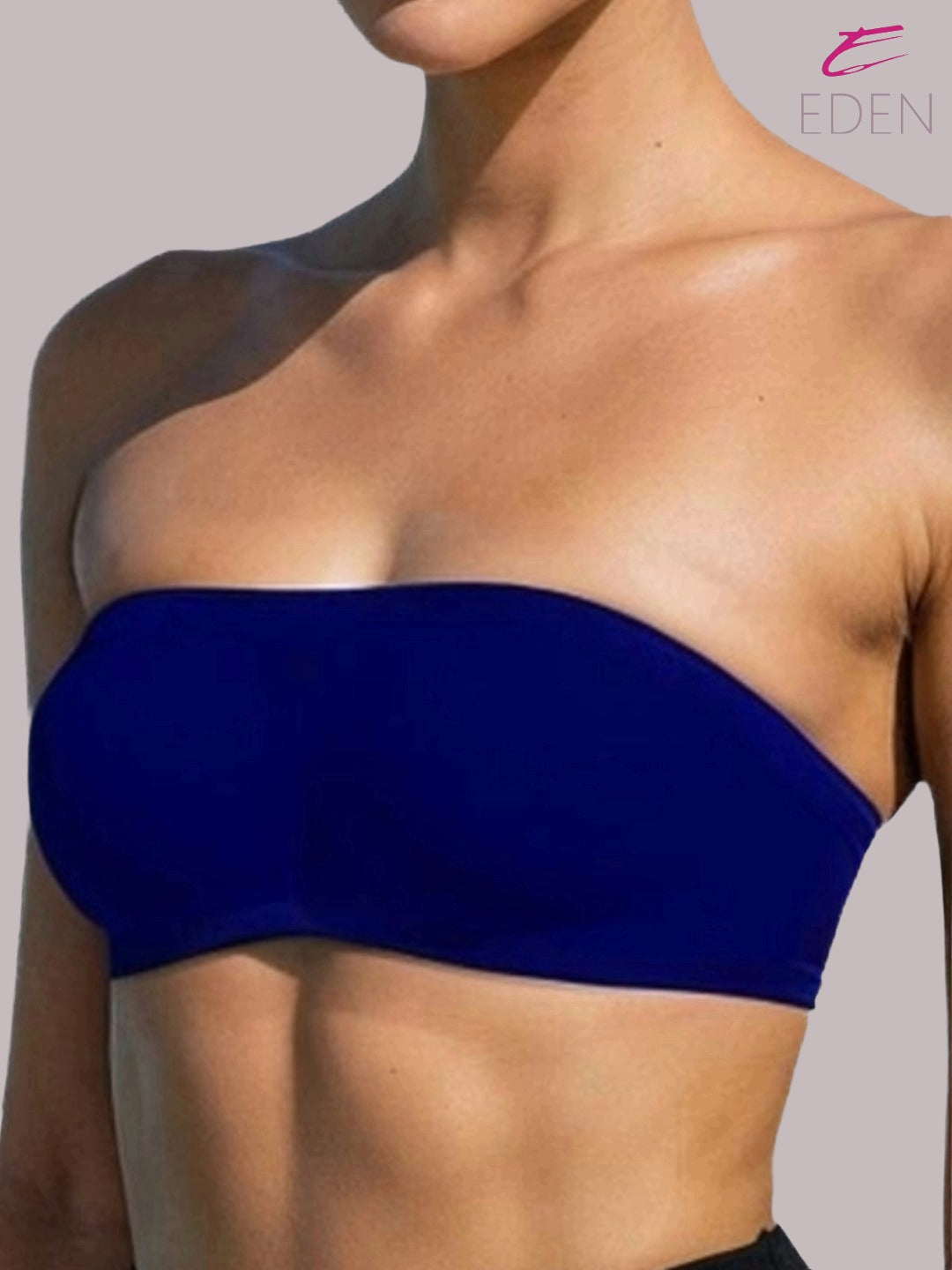 Non Padded, Non-Wired, Simply Soft, Strapless , Seamless, Bandeau Bra ,Slip On ,Nylon,Navy
