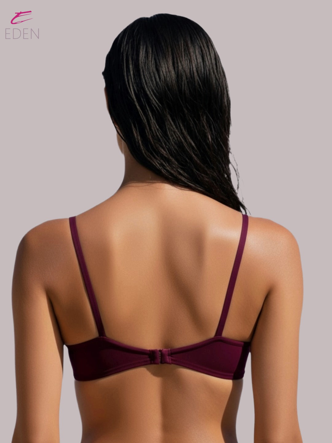 Wirefree ,Non Padded, Soft Cotton ,Medium Coverage, Tshirt Bra, Lace Styling,Maroon