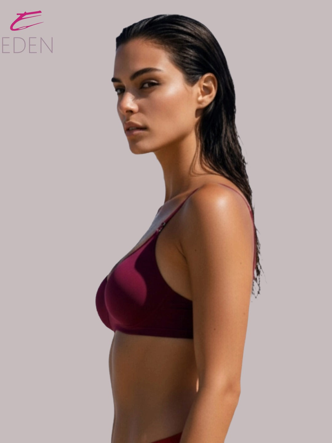 Wirefree ,Non Padded, Cotton ,Medium Coverage, Tshirt Bra ,Maroon