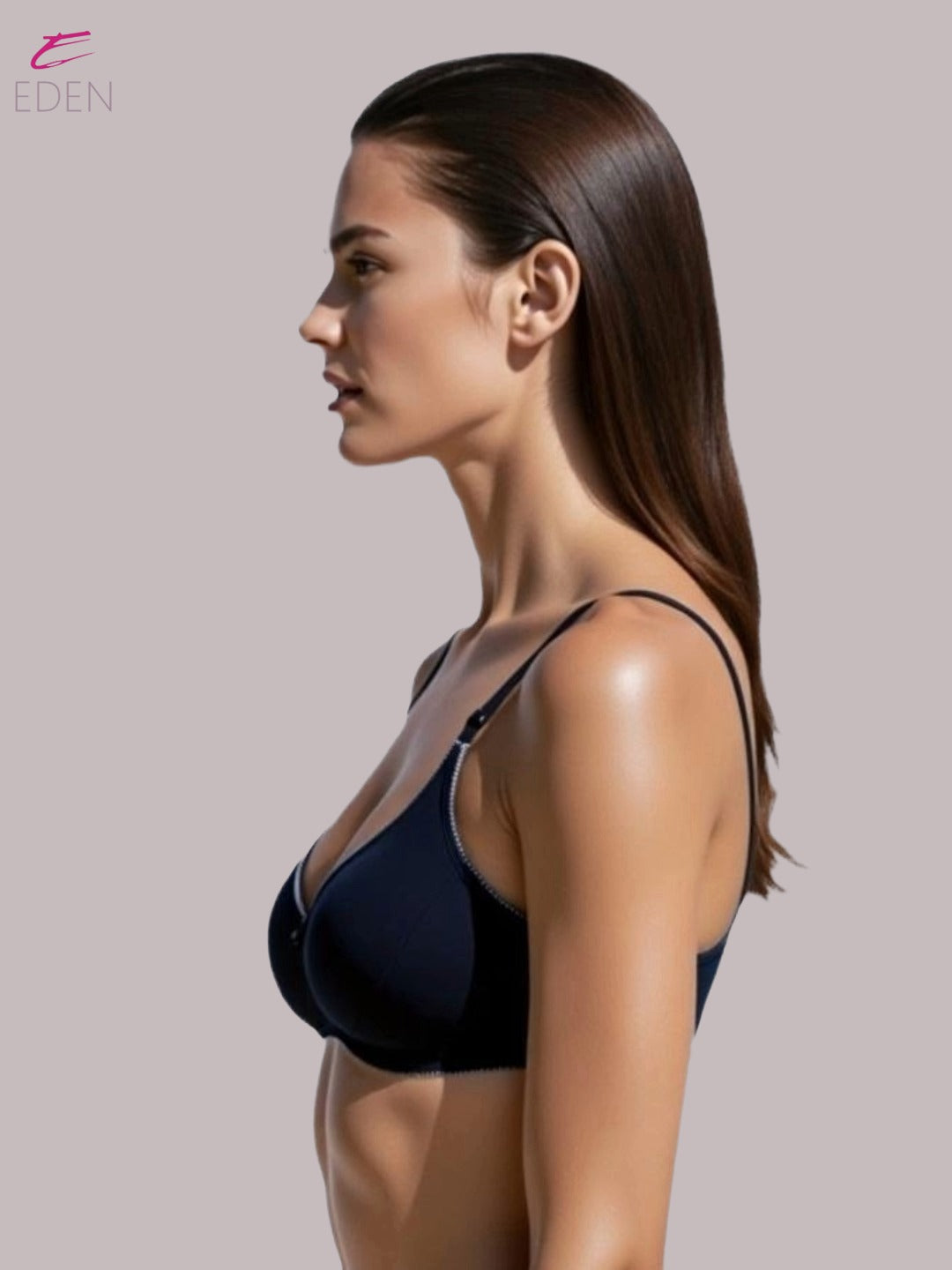 Wirefree ,Non Padded, Soft Cotton ,Medium Coverage, Tshirt Bra, Lace Styling,Black