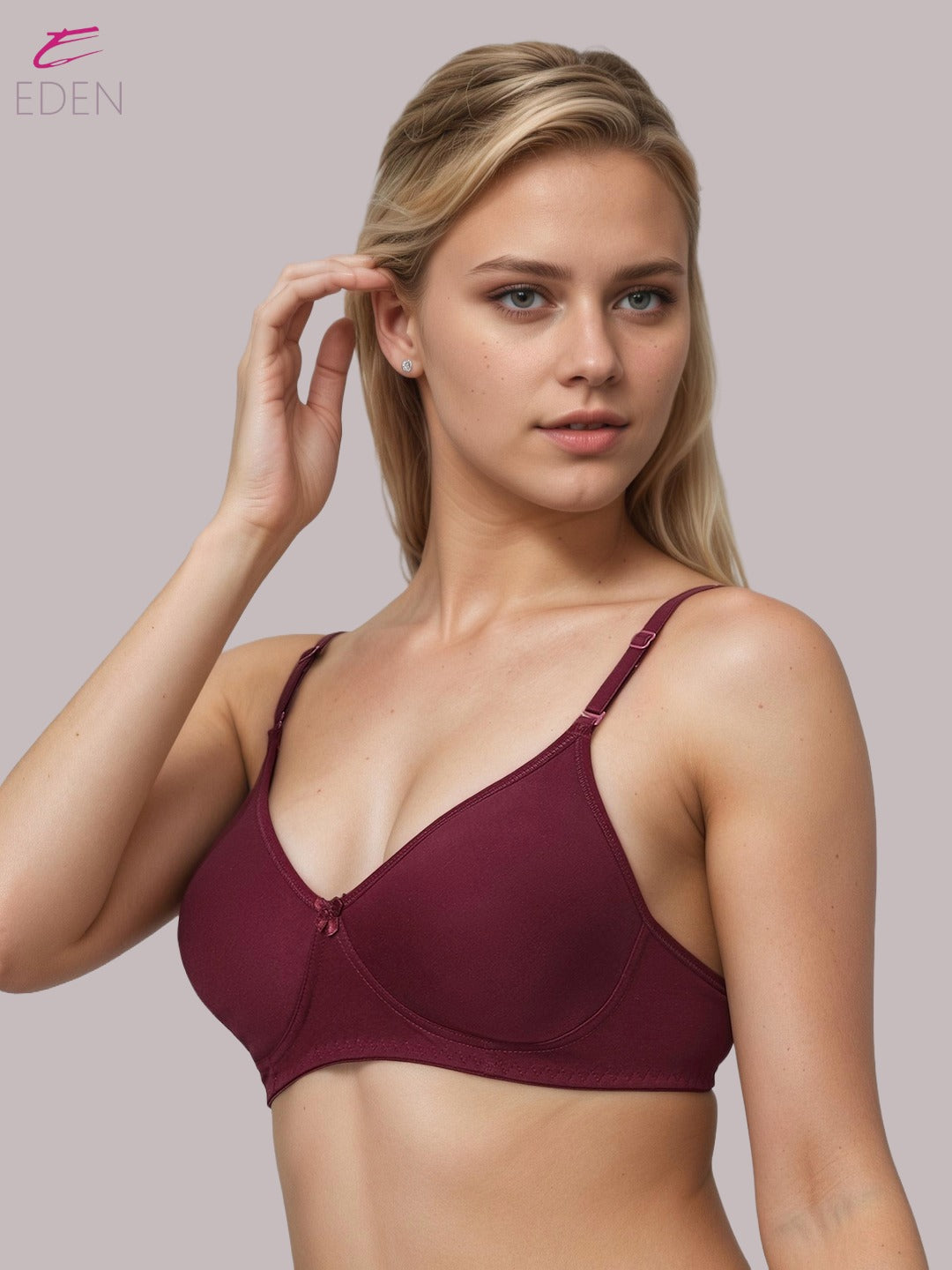 Lightly Padded, Non-Wired, Simply Soft, T-Shirt Bra ,Maroon