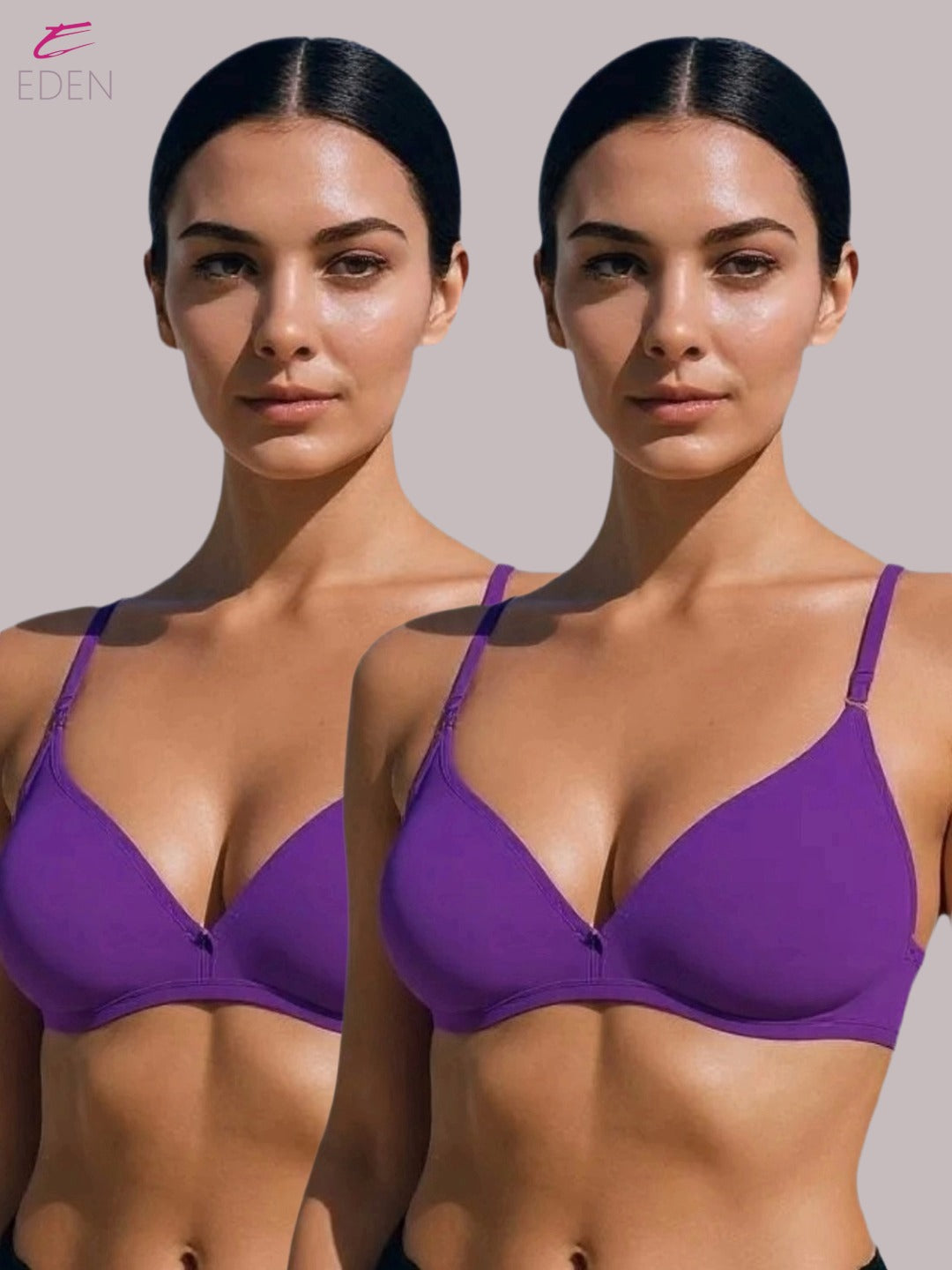 Wirefree, Non Padded, Cotton, Medium Coverage, Tshirt Bra ,Purple