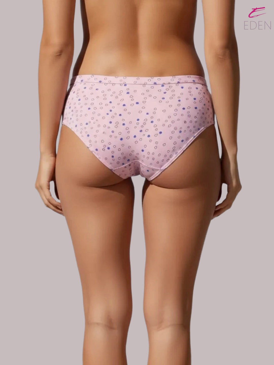 Eden ,Medium Rise, Full Coverage, printed,Hipster Panty-IE053 ,Pink