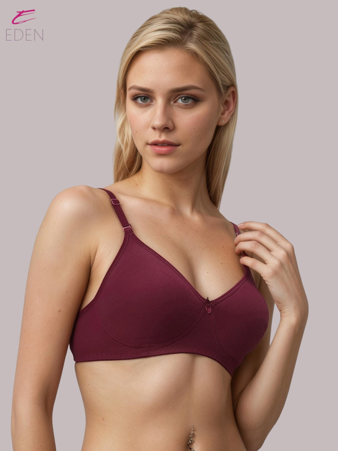 Lightly Padded, Non-Wired, Simply Soft, T-Shirt Bra ,Maroon