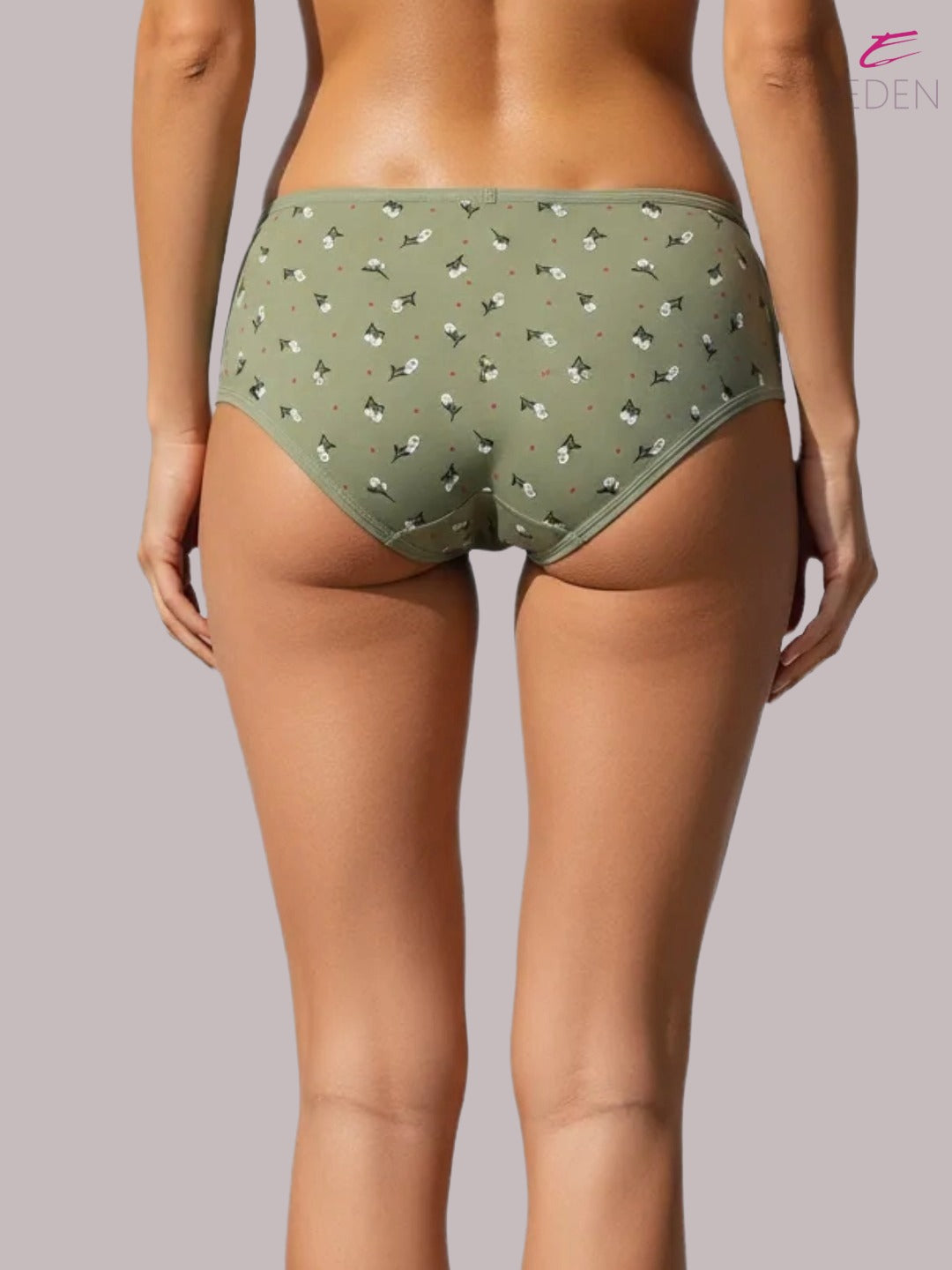 Eden ,Medium Rise, Full Coverage, Outer Elastic,Printed,Hipster Panty-OE049 ,Armyolive