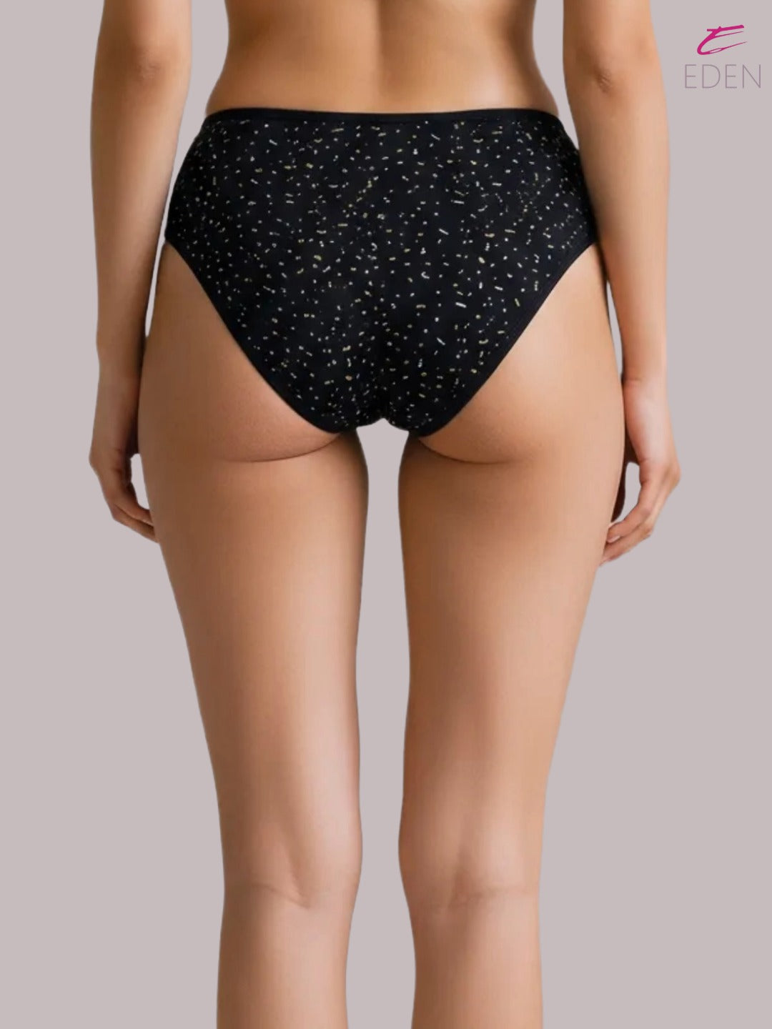Eden ,Medium Rise, Full Coverage, Outer Elastic,Printed,Hipster Panty-OE043 ,JetBlack