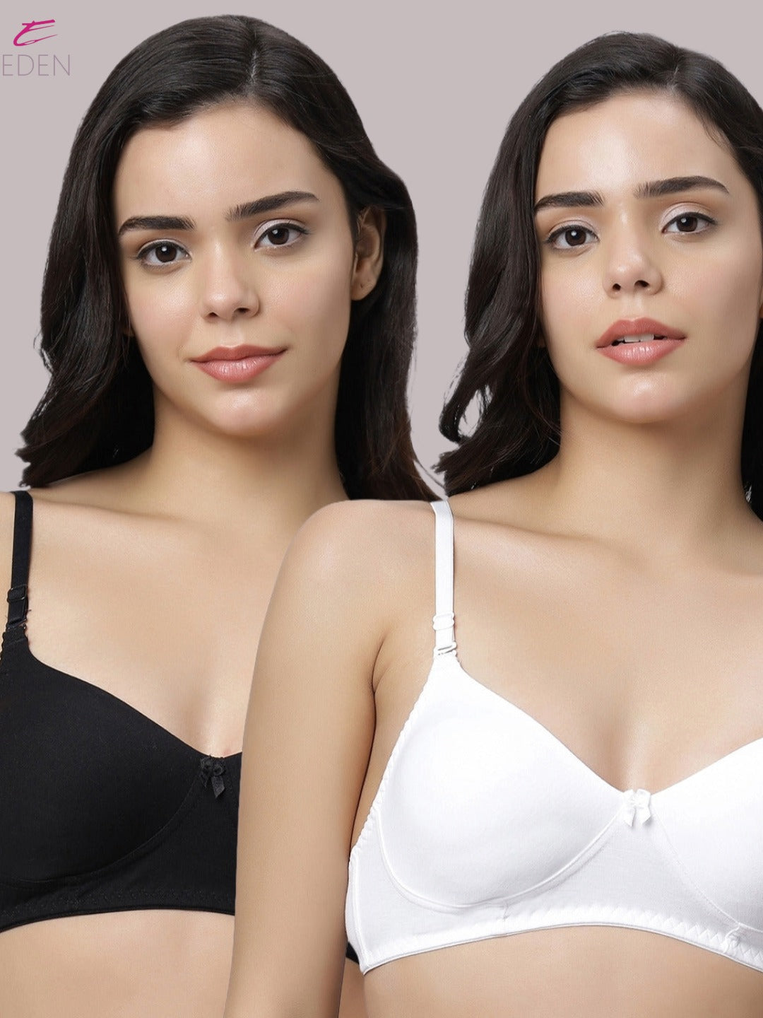 Non Padded, Plus Size, Full Coverage ,Everyday Bra ,T-shirt Bra,Black-White