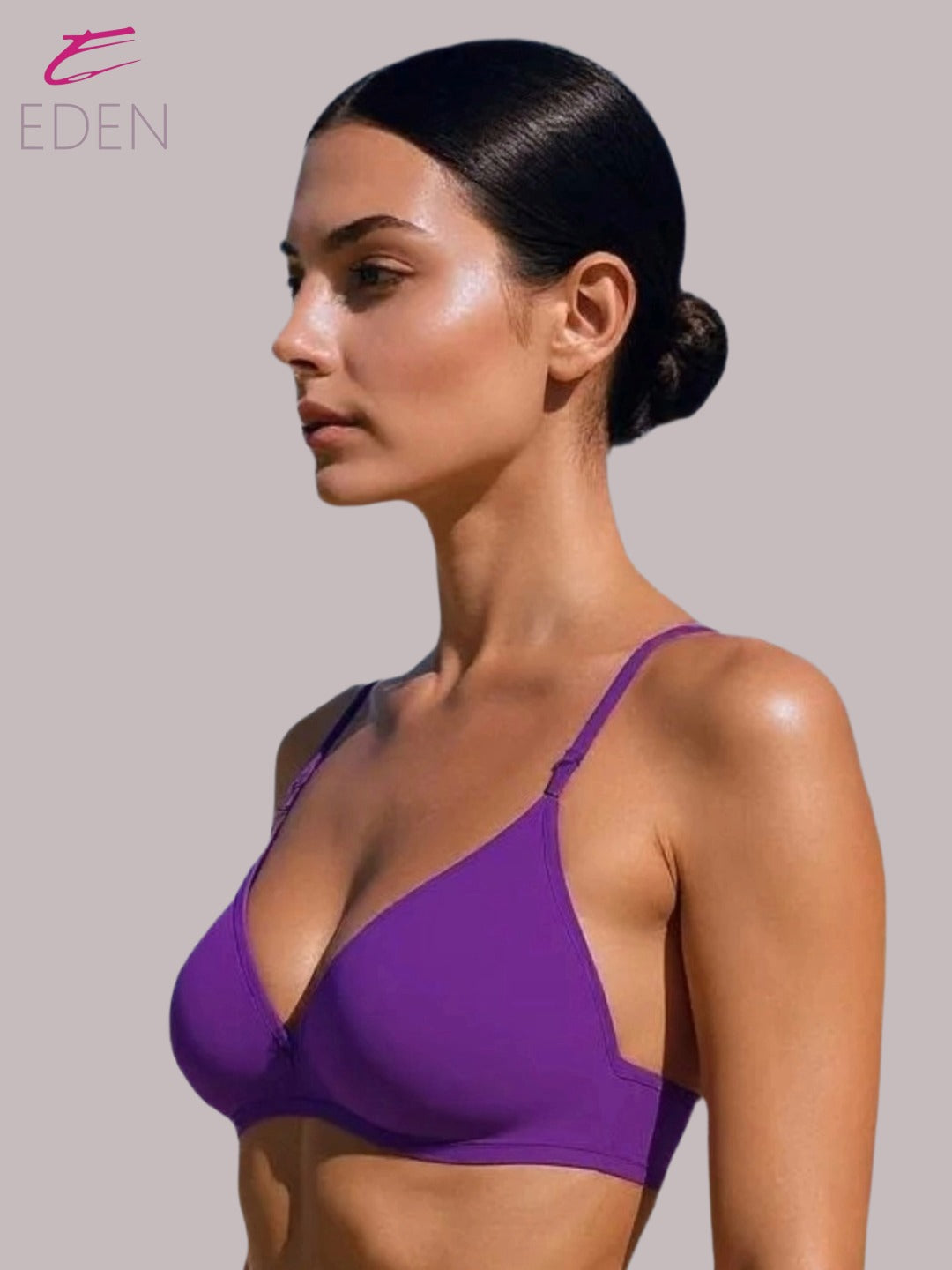 Wirefree, Non Padded, Cotton, Medium Coverage, Tshirt Bra ,Purple