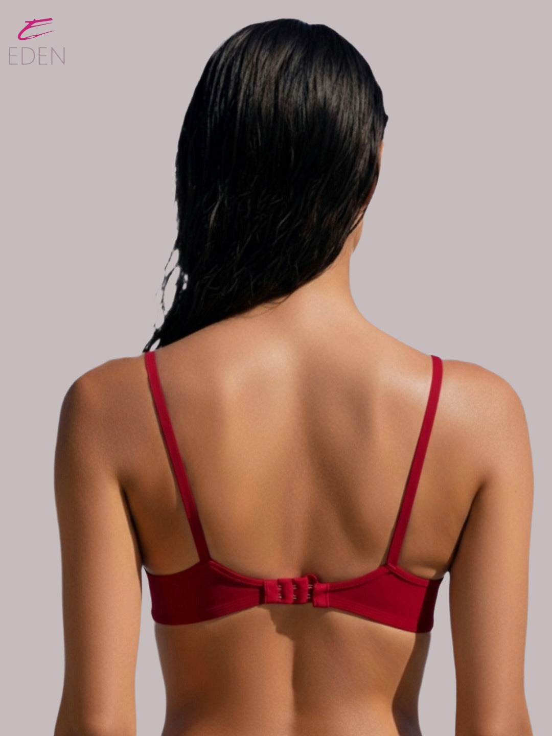 Wirefree ,Non Padded, Soft Cotton ,Medium Coverage, Tshirt Bra, Lace Styling,Red