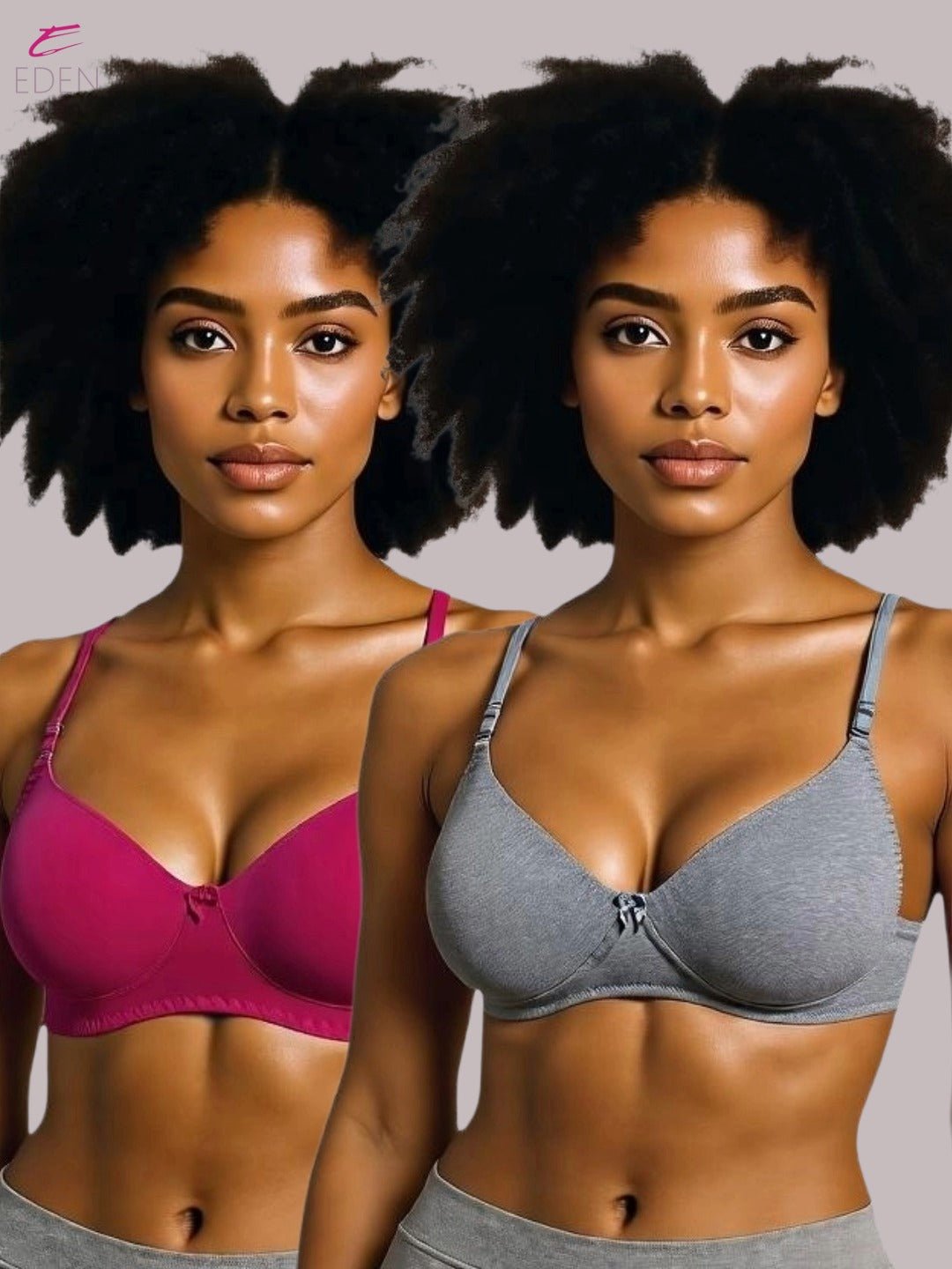 Wirefree ,Non Padded, Cotton ,Medium Coverage, Tshirt Bra ,Magenta-Grey