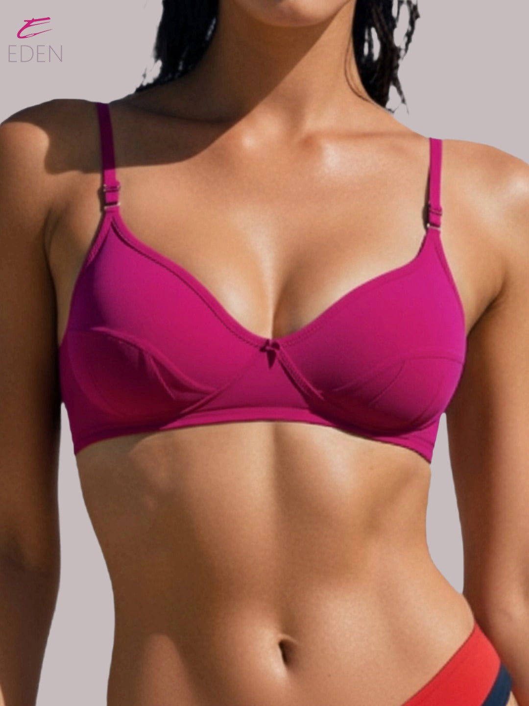 Wirefree, Non Padded, Soft Cotton ,Medium Coverage, Tshirt Bra ,Magenta