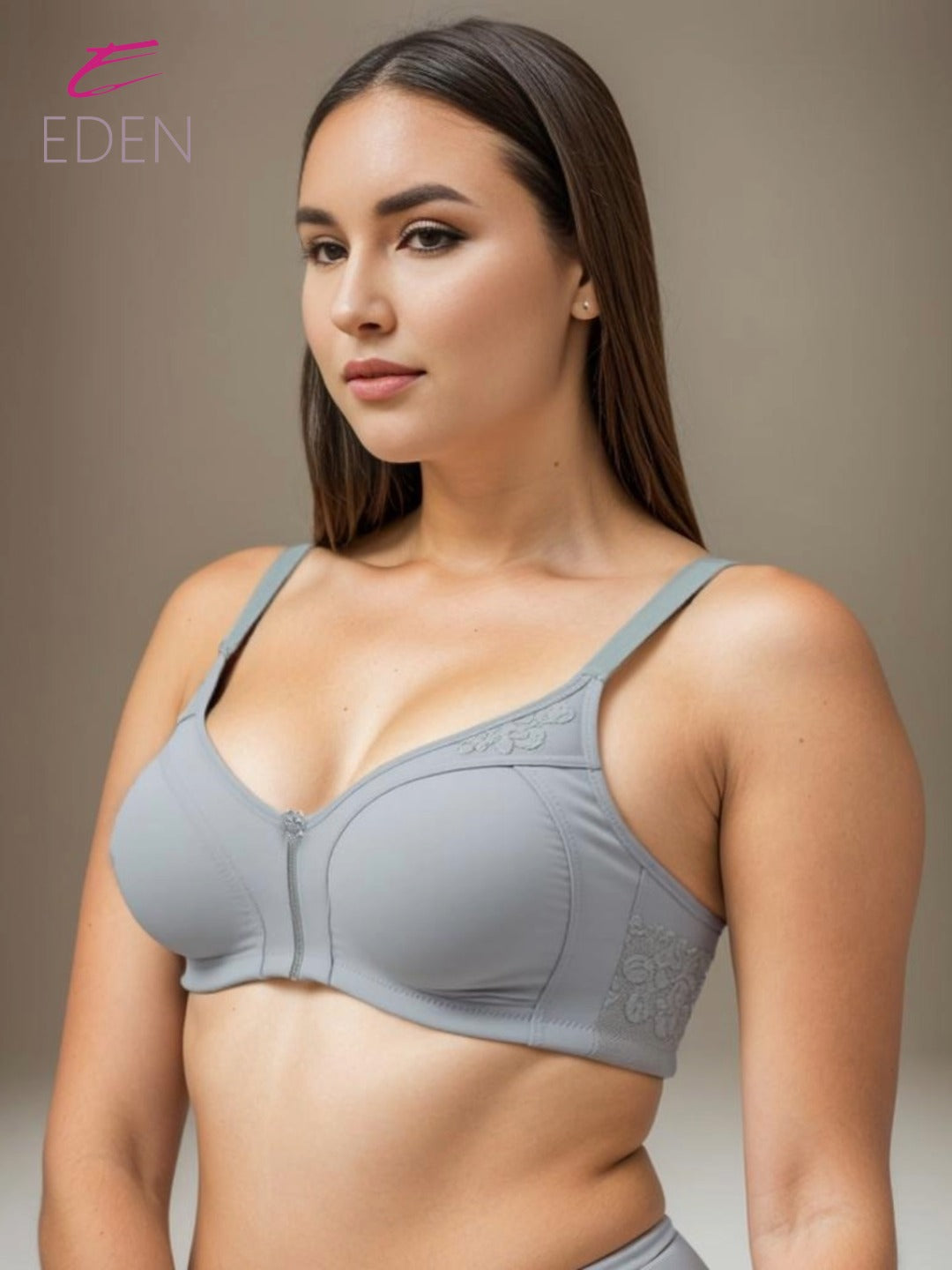 Non Padded, Plus Size, Super Combed, Cotton Stretch, Full Coverage ,Everyday Bra, Grey