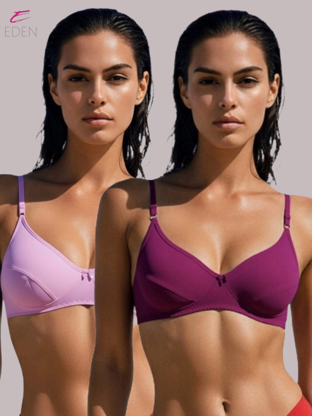 Wirefree, Non Padded, Soft Cotton ,Medium Coverage, Tshirt Bra ,Wine-Pink
