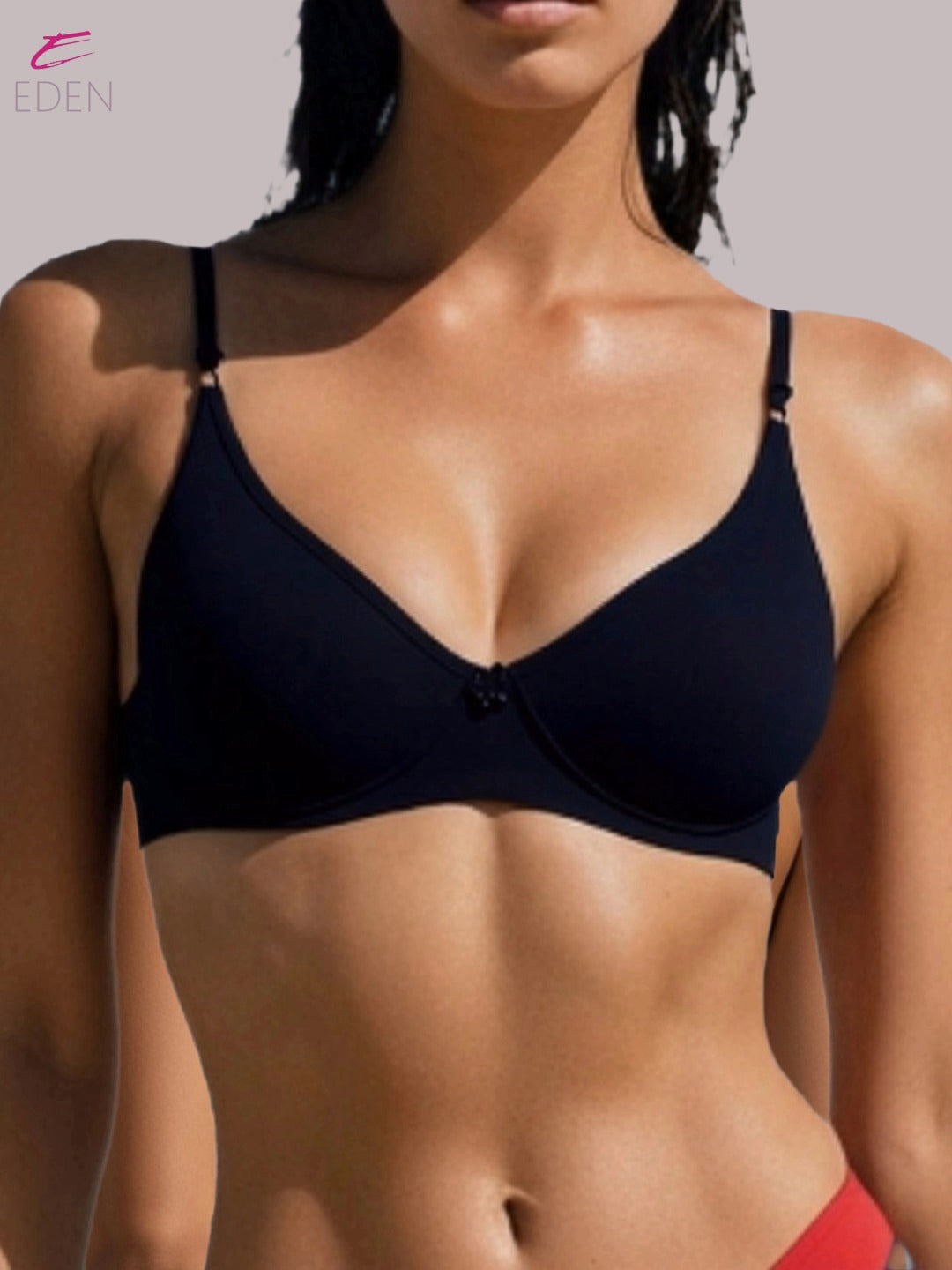 Wirefree, Non Padded, Soft Cotton ,Medium Coverage, Tshirt Bra ,Black
