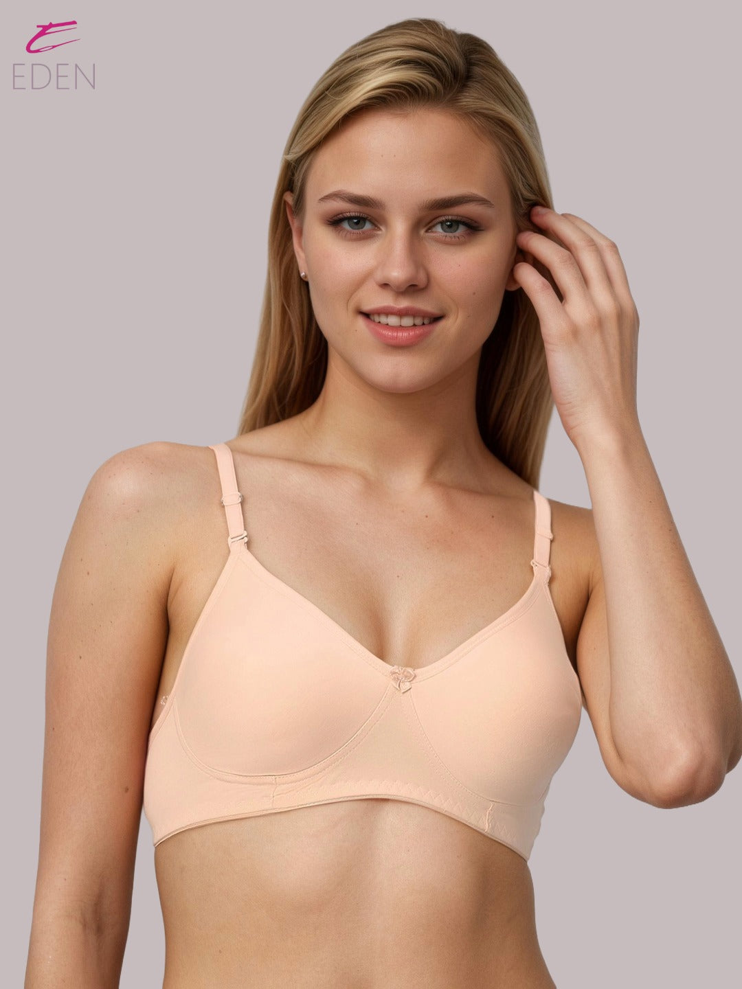 Lightly Padded, Non-Wired, Simply Soft, T-Shirt Bra ,Peach