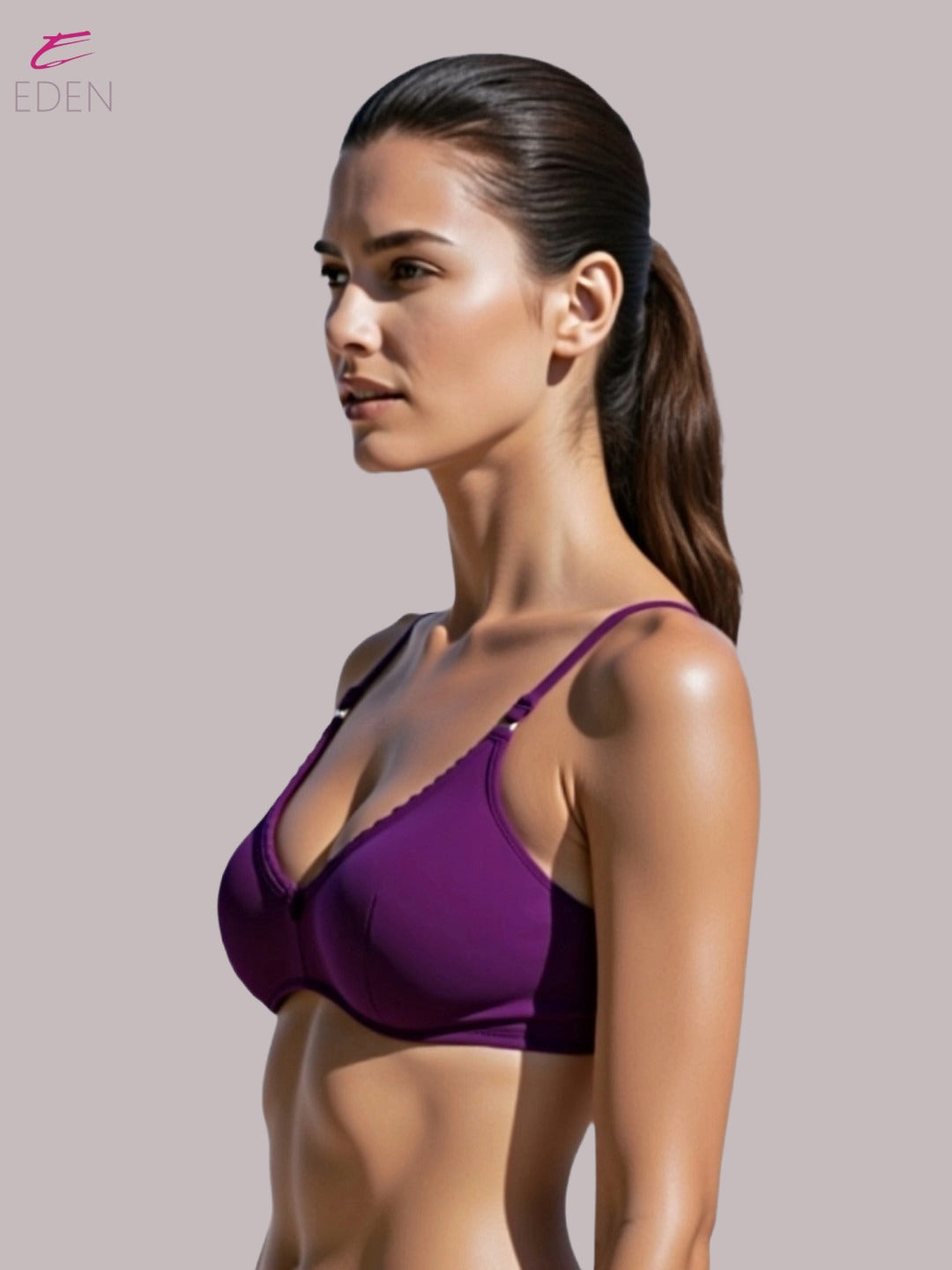 Wirefree ,Non Padded, Soft Cotton ,Medium Coverage, Tshirt Bra, Lace Styling,Wine