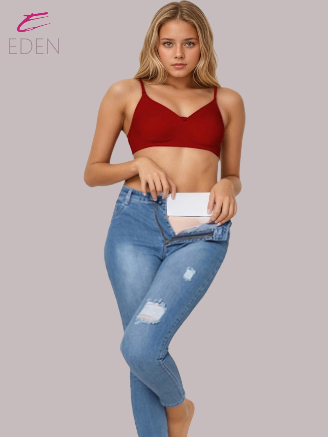 Lightly Padded, Non-Wired ,Simply Soft, T-Shirt Bra,Red