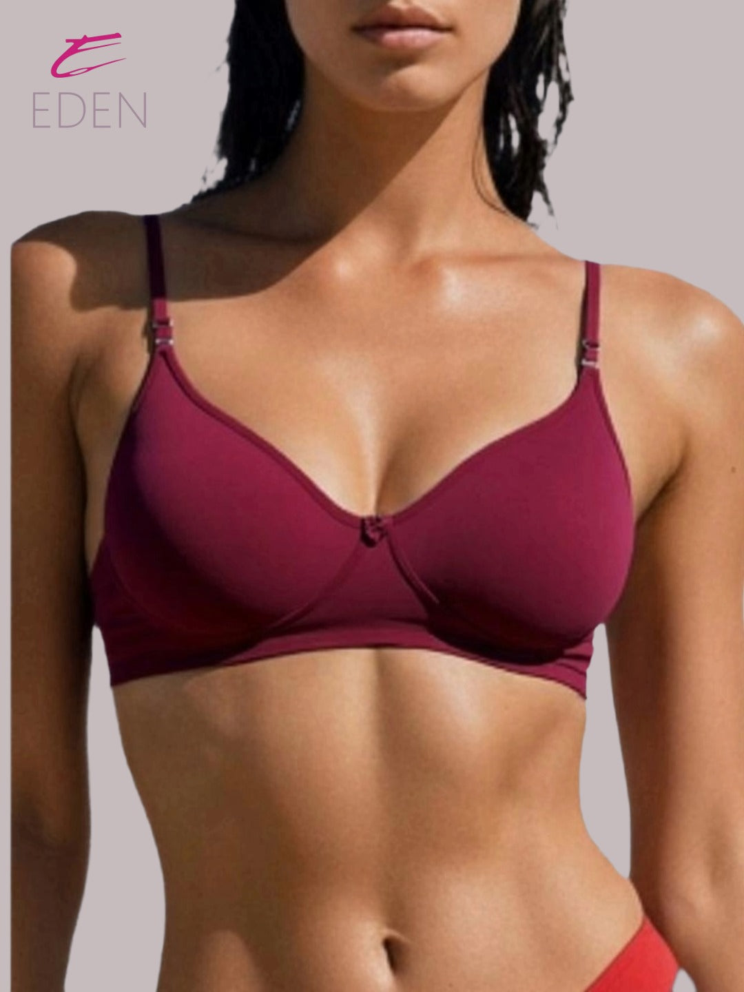 Wirefree ,Non Padded, Cotton ,Medium Coverage, Tshirt Bra ,Maroon