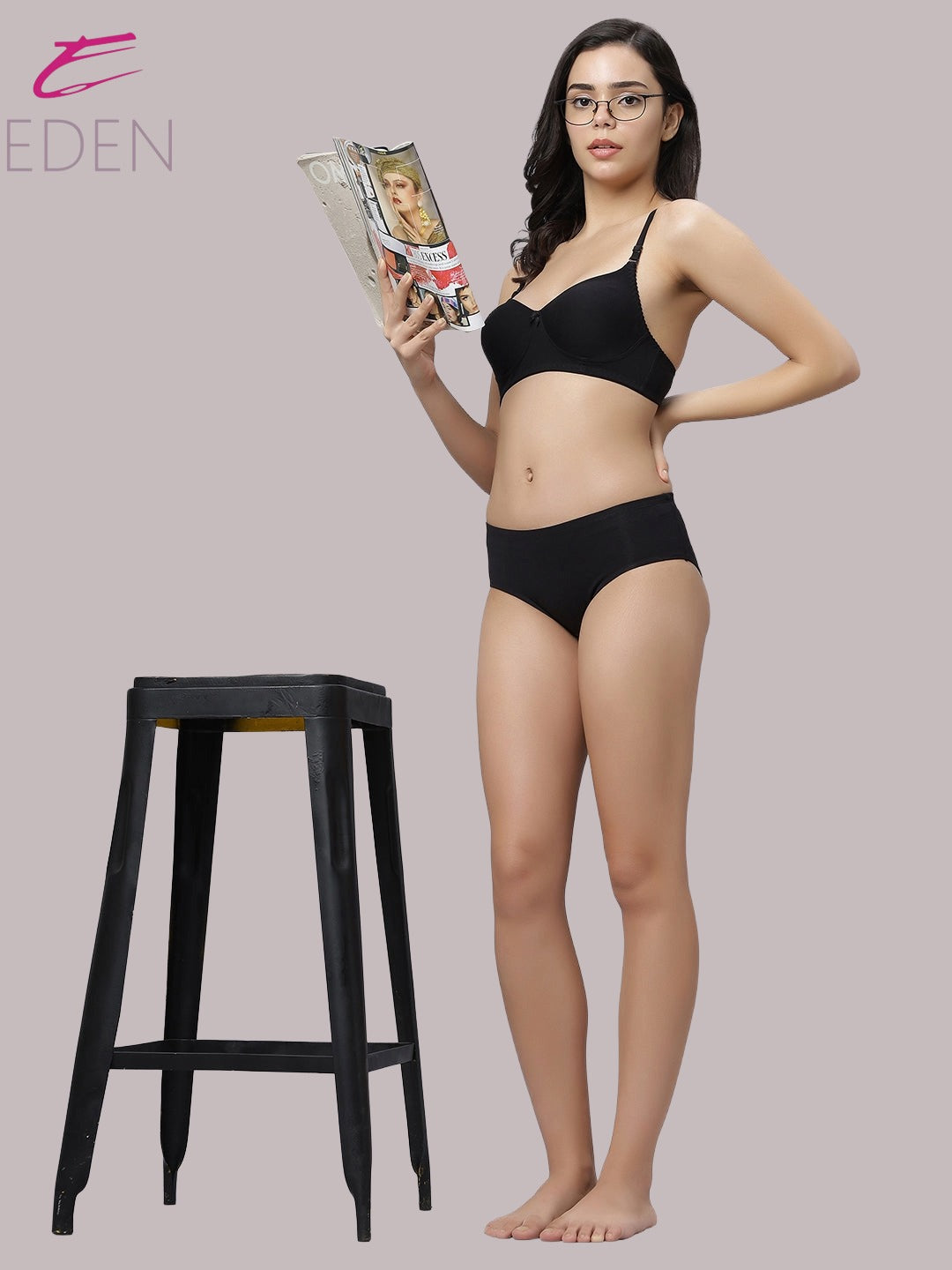 Non Padded, Plus Size, Full Coverage ,Everyday Bra ,T-shirt Bra,Black
