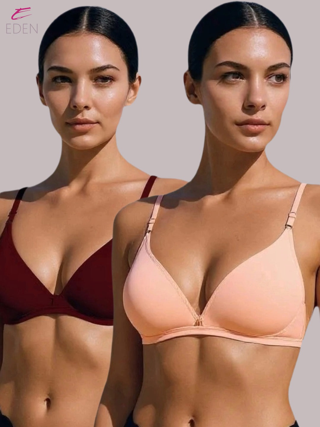 Wirefree, Non Padded, Cotton, Medium Coverage, Tshirt Bra ,Peach-Maroon